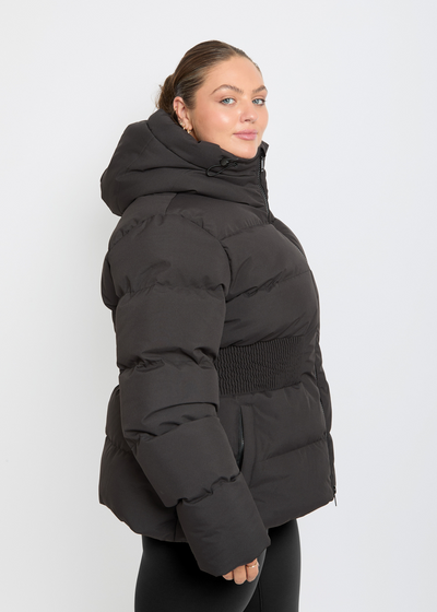 Contour Short Black Puffer Coat