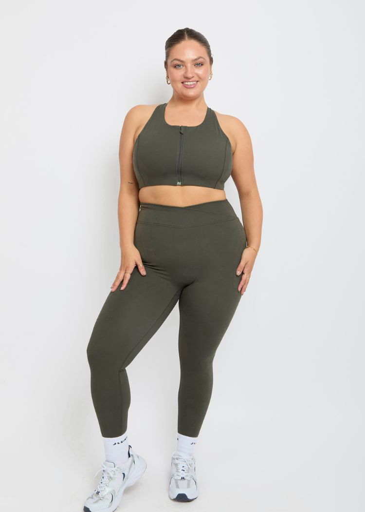 CloudLuxe Core Khaki Zip Bra