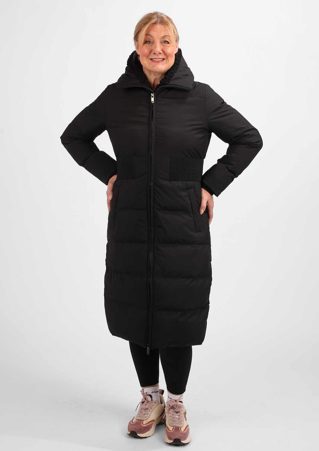 Contour Long Line Black Puffer Coat