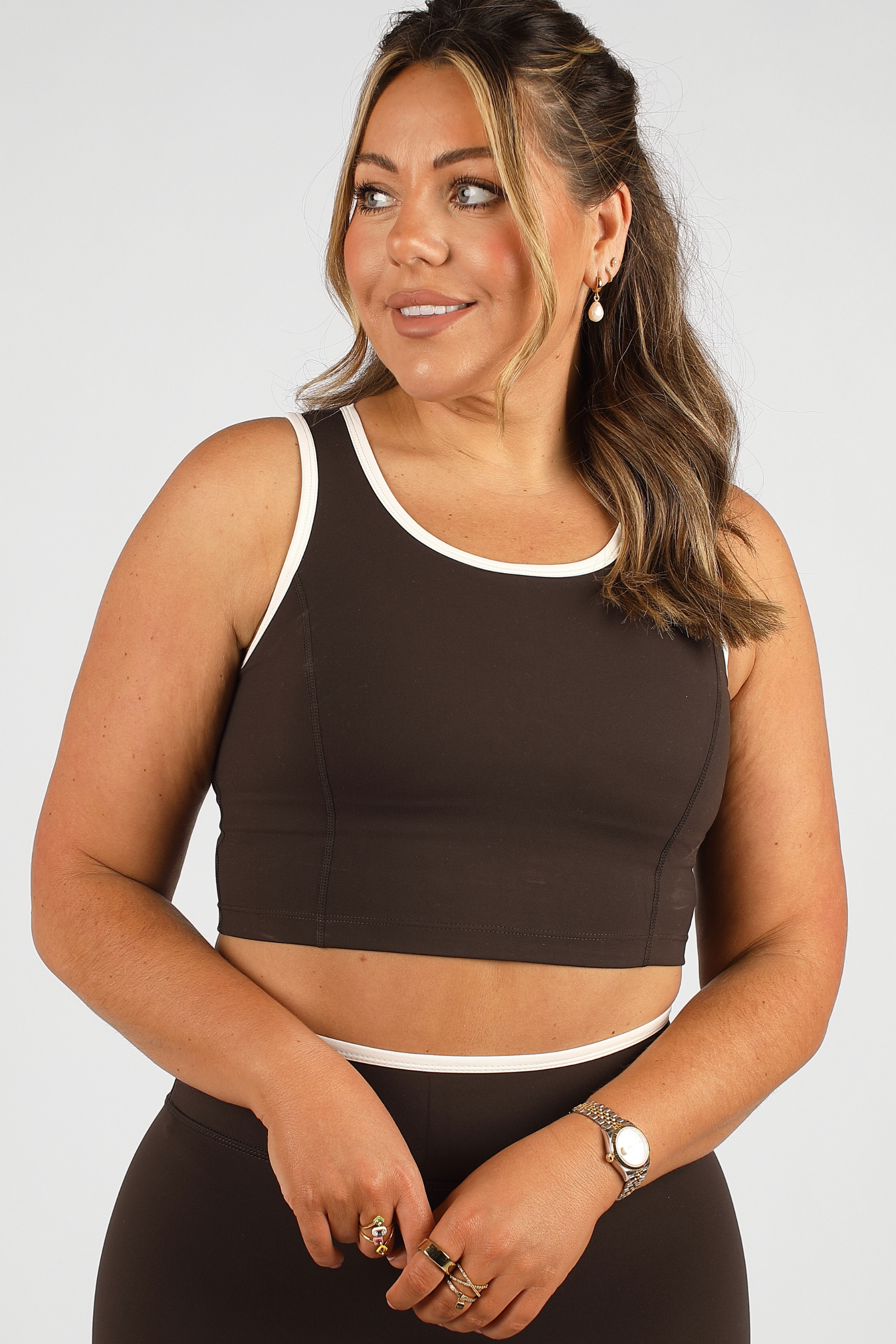 CloudLuxe Contrast Coffee Tank Sports Bra