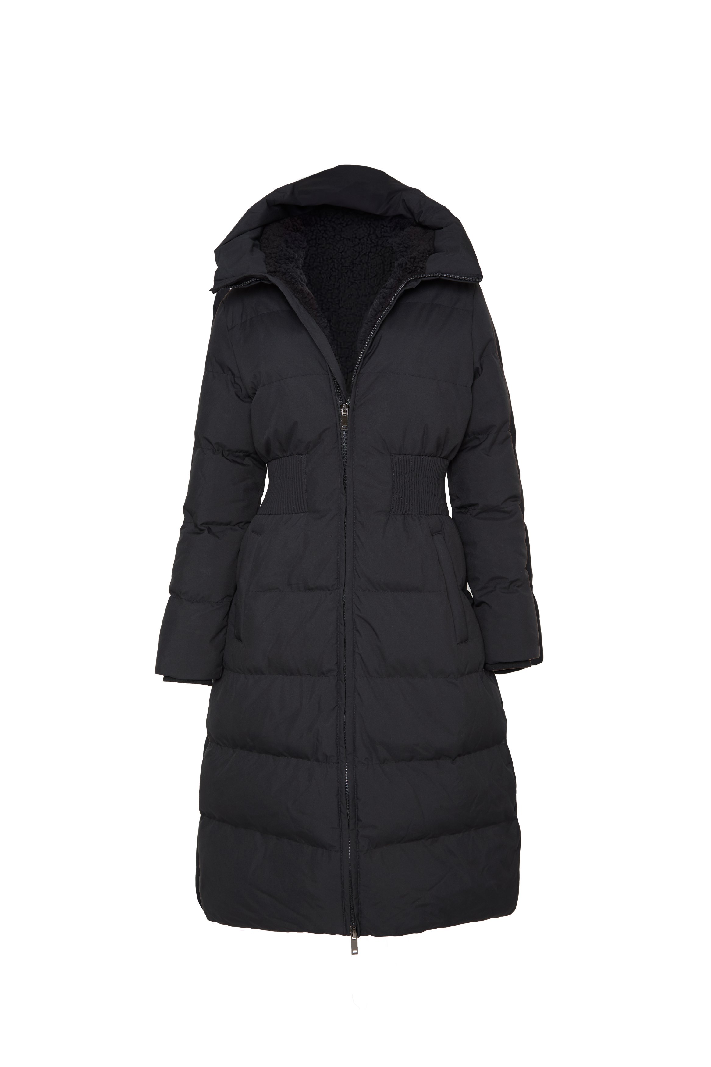 Contour Long Line Black Puffer Coat - Pre order