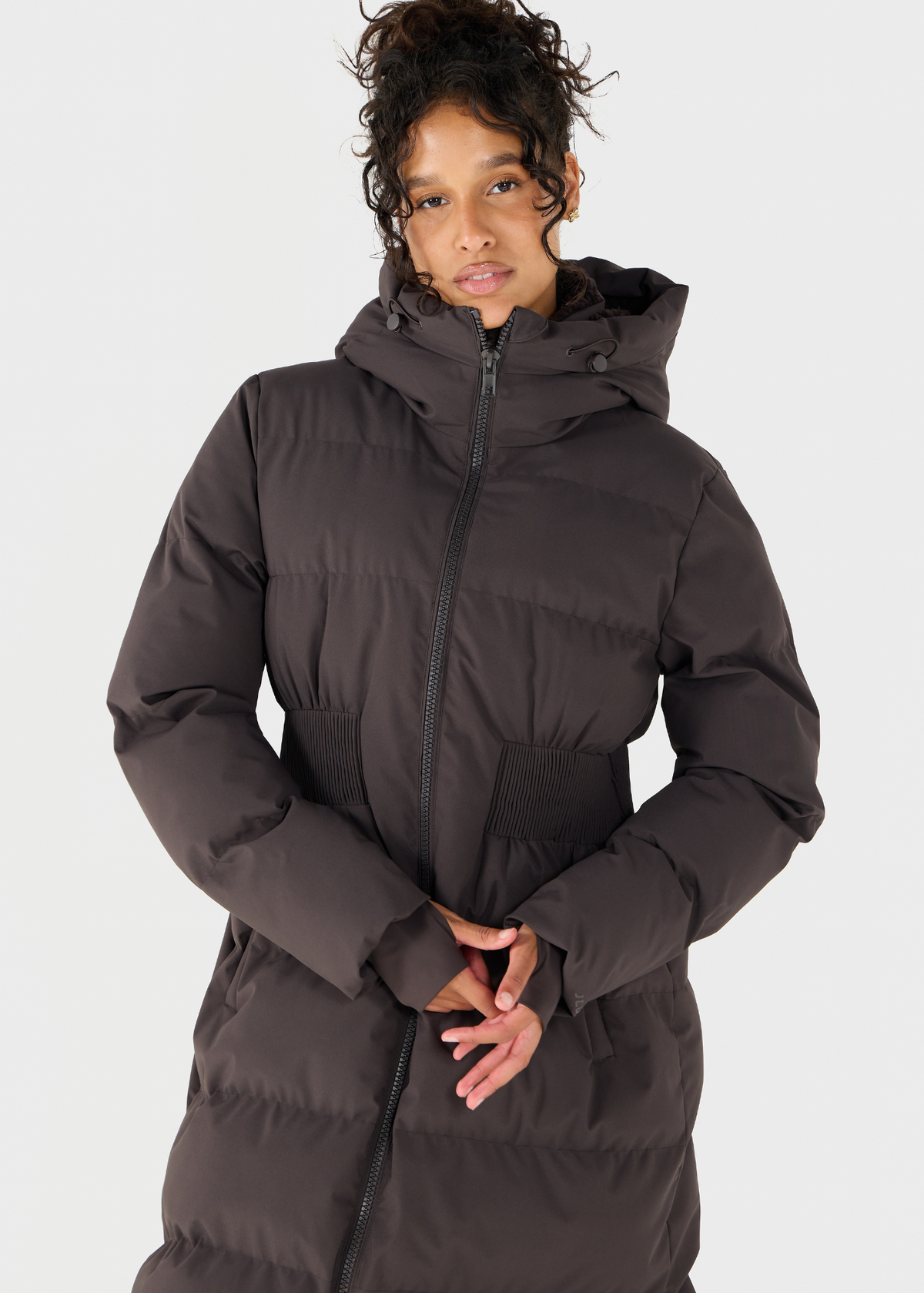 Contour Longline Coffee Puffer Coat