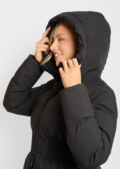 Contour Short Black Puffer Coat