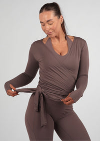 Ultra Soft Bamboo Latte Wrap Top