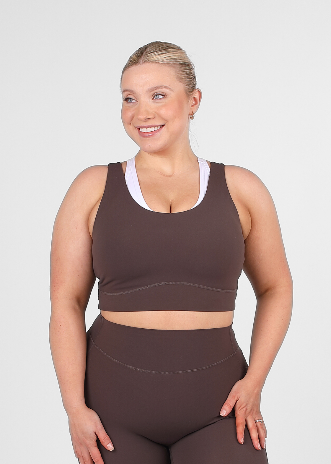 Soft Form Recycled Mocha Double Layer Recycled Sports Bra