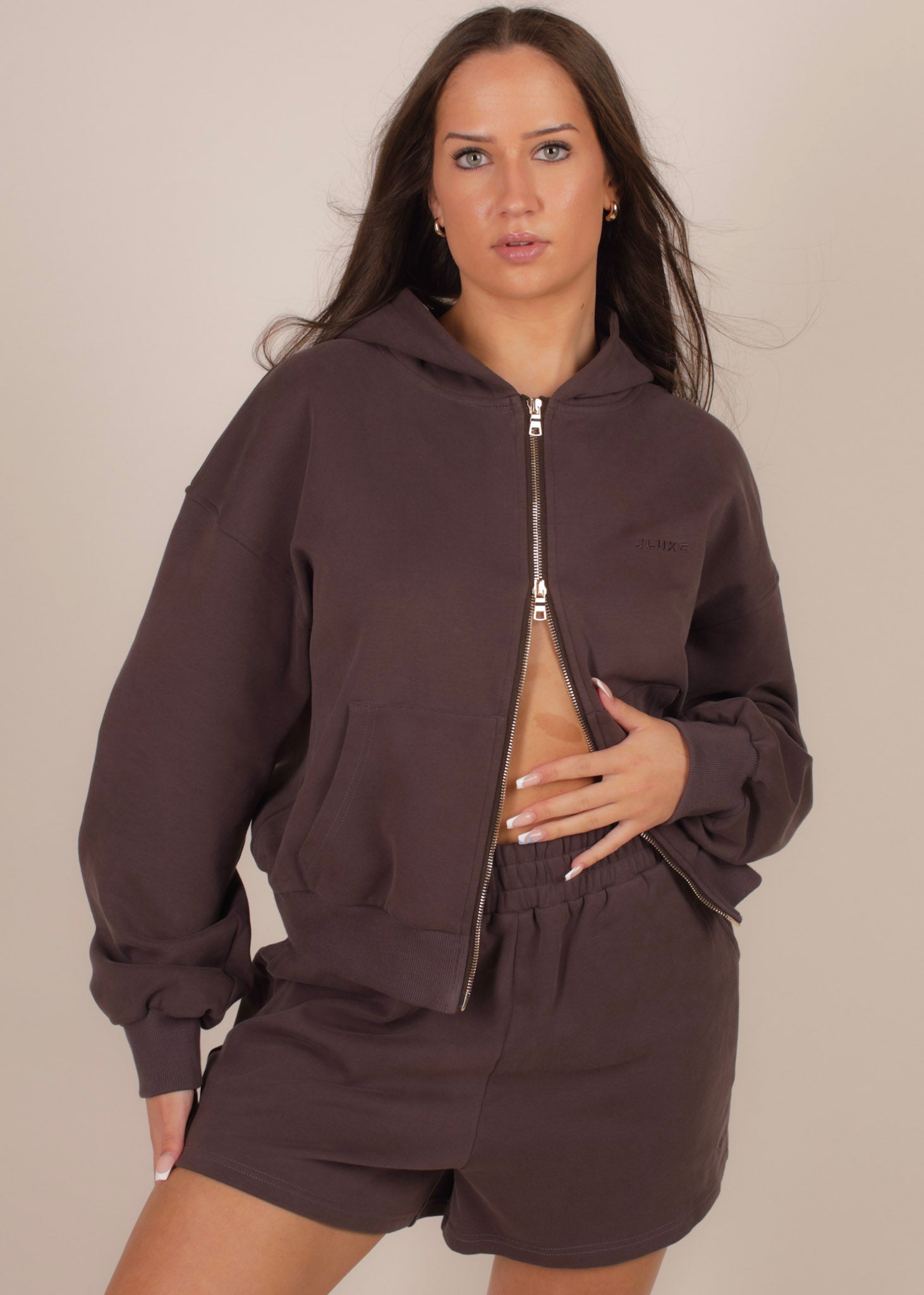 Ultra Soft Deep Mocha Club Zip Hoodie