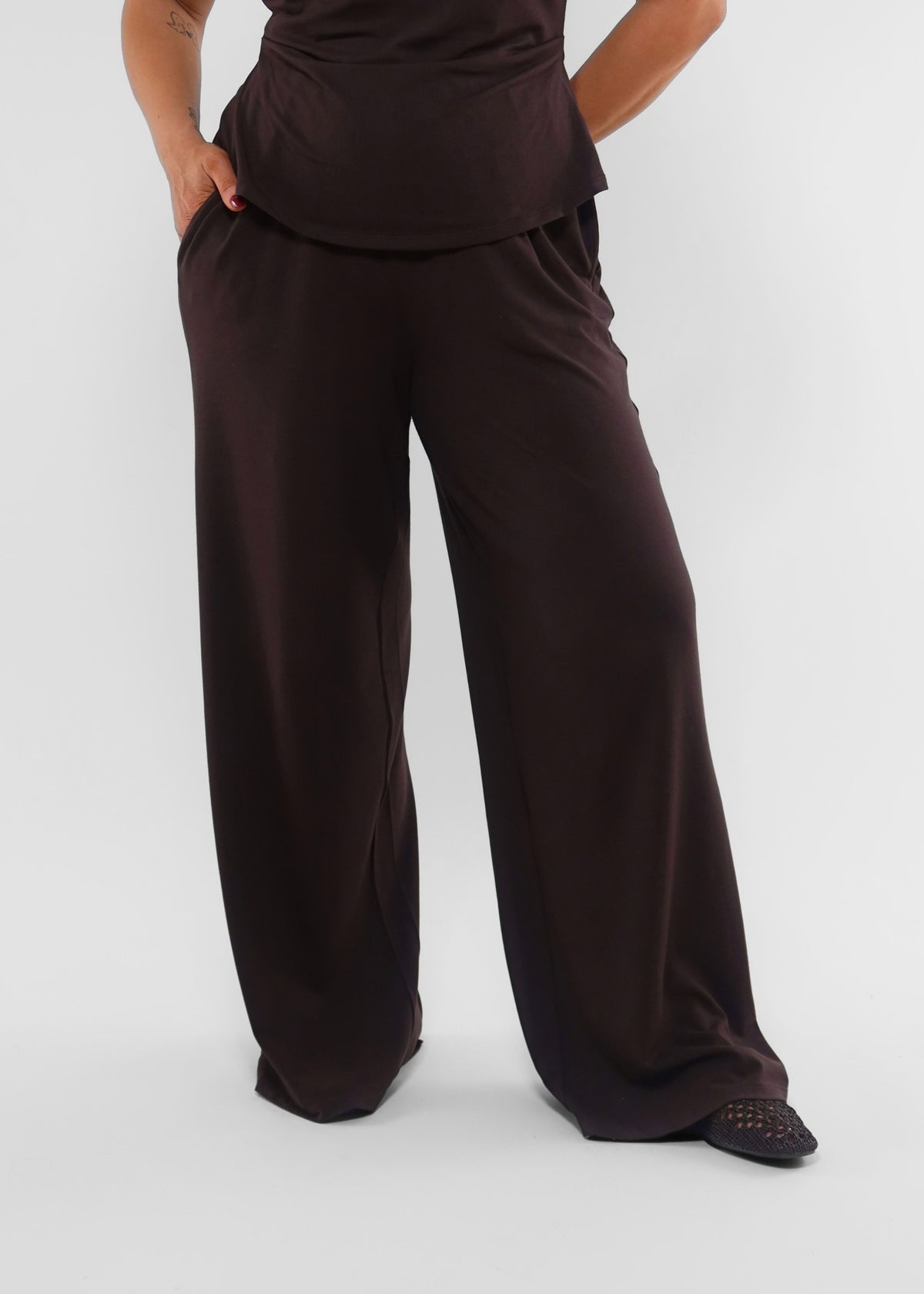 Refined Nara Wide Leg Chocolate Trouser