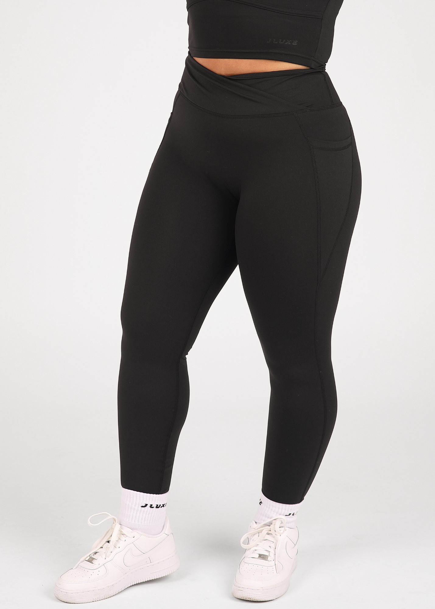 CloudLuxe Wrap Pocket Black Leggings