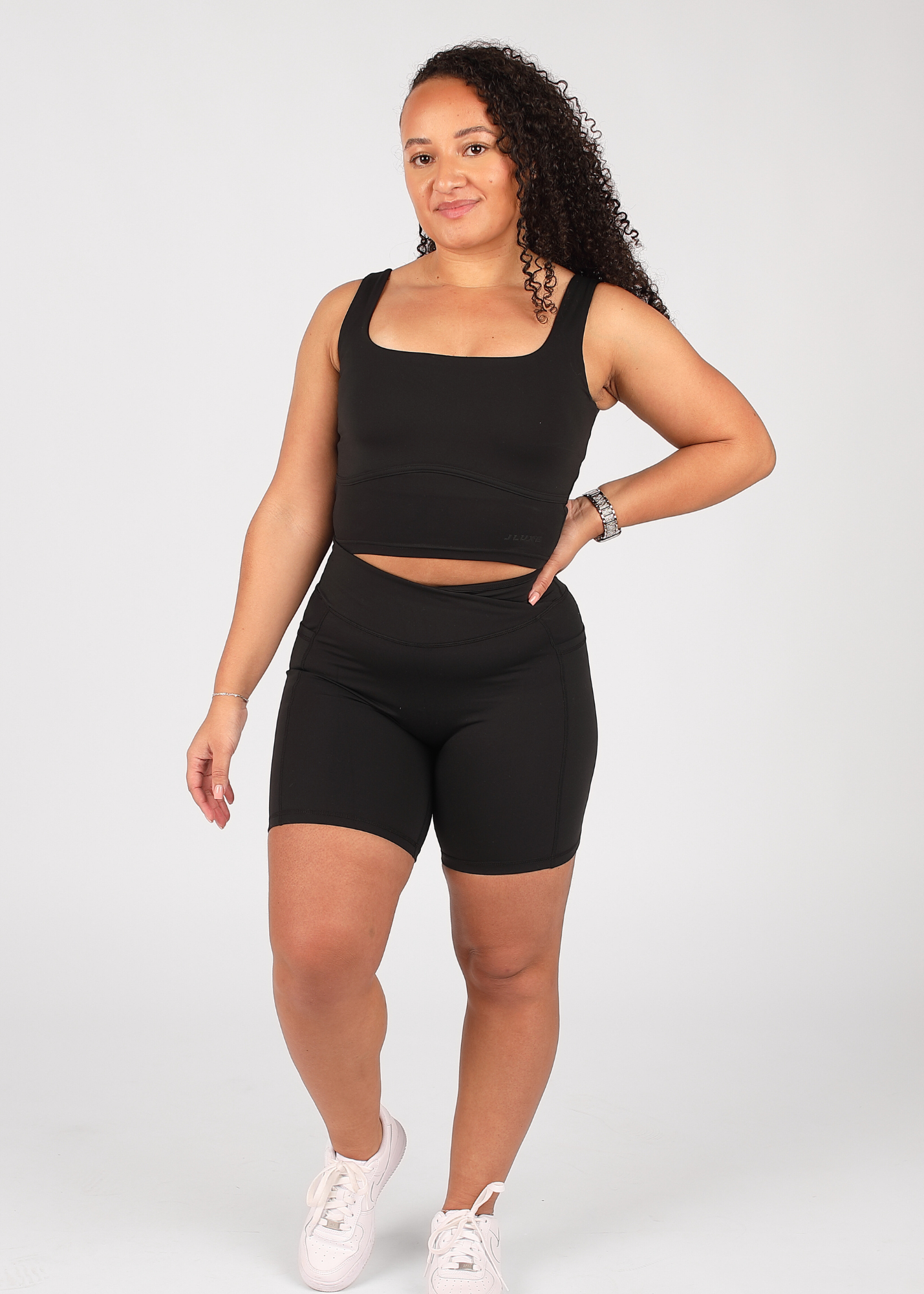 CloudLuxe Black Wrap Pocket  7" Shorts