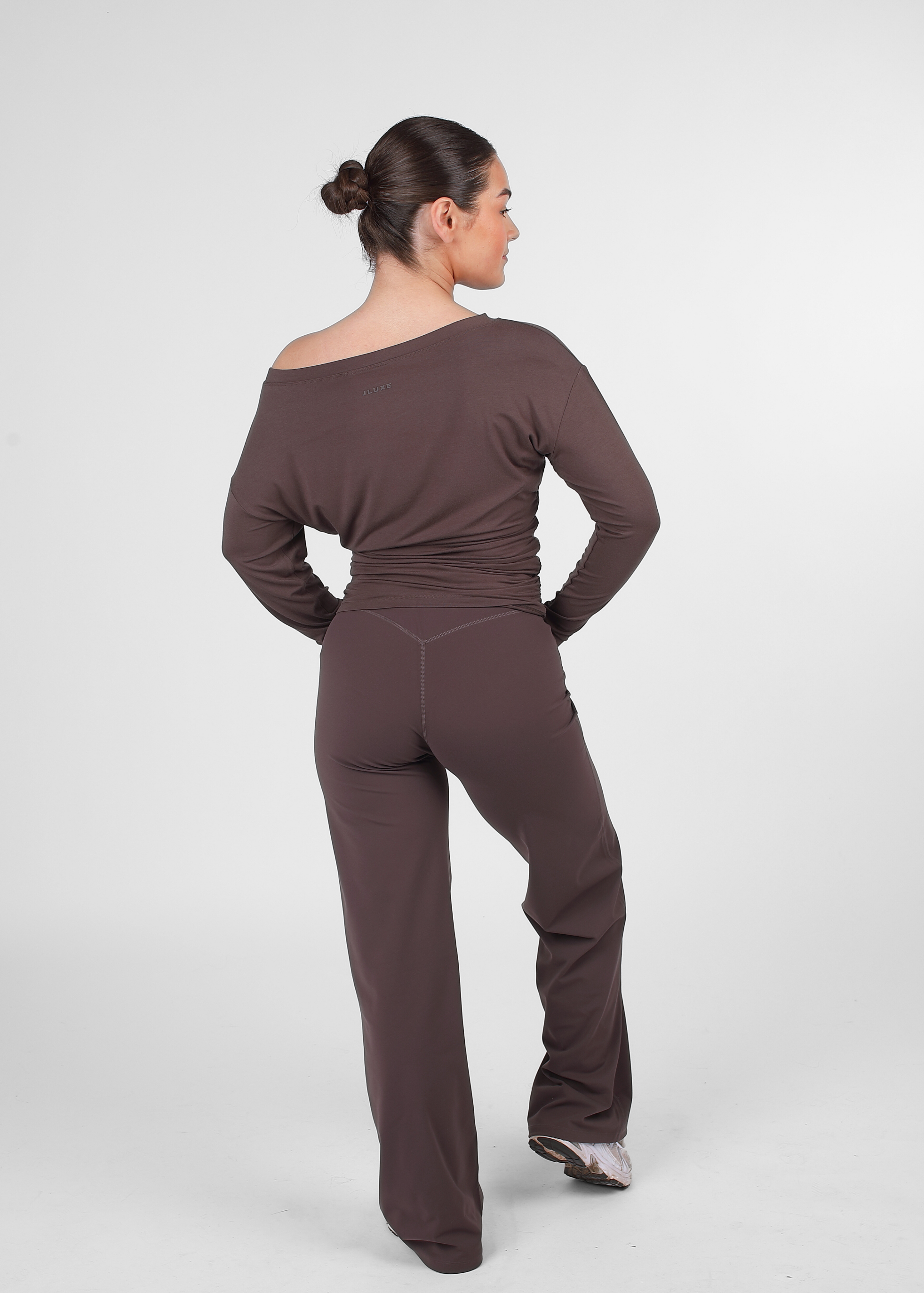 Ultra Soft Mocha Off Shoulder Contour Top