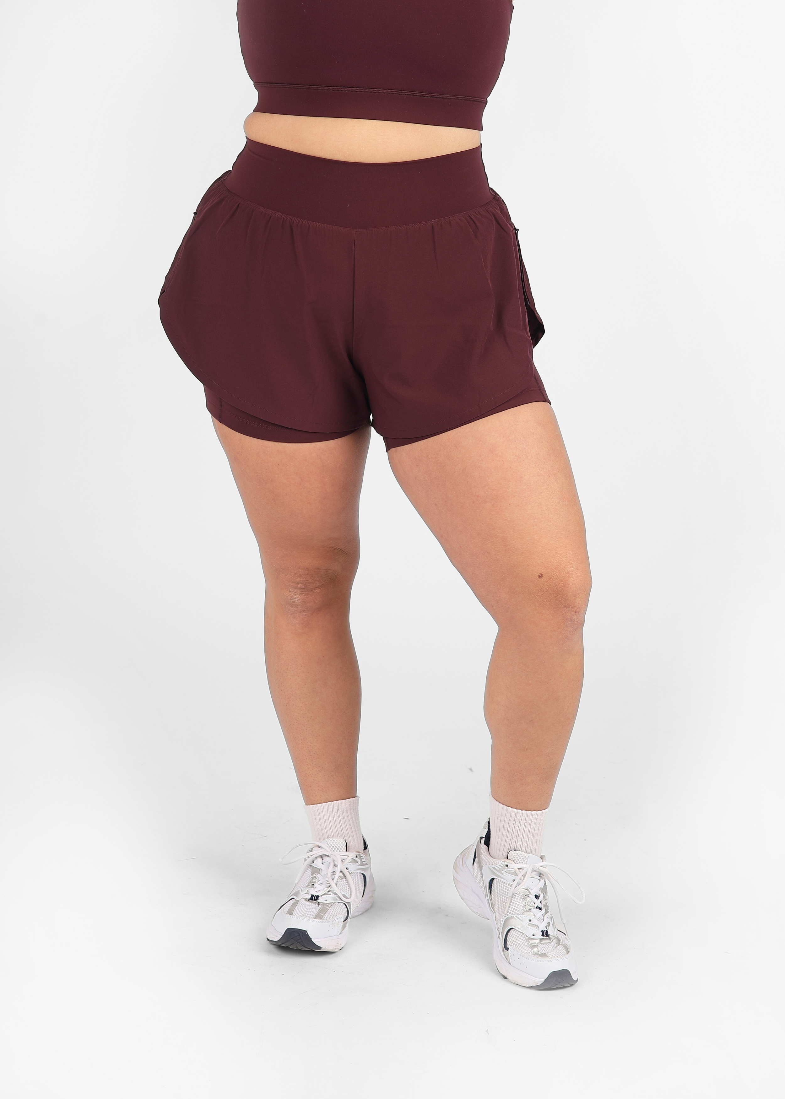 Soft Form Wine Double Layer Shorts