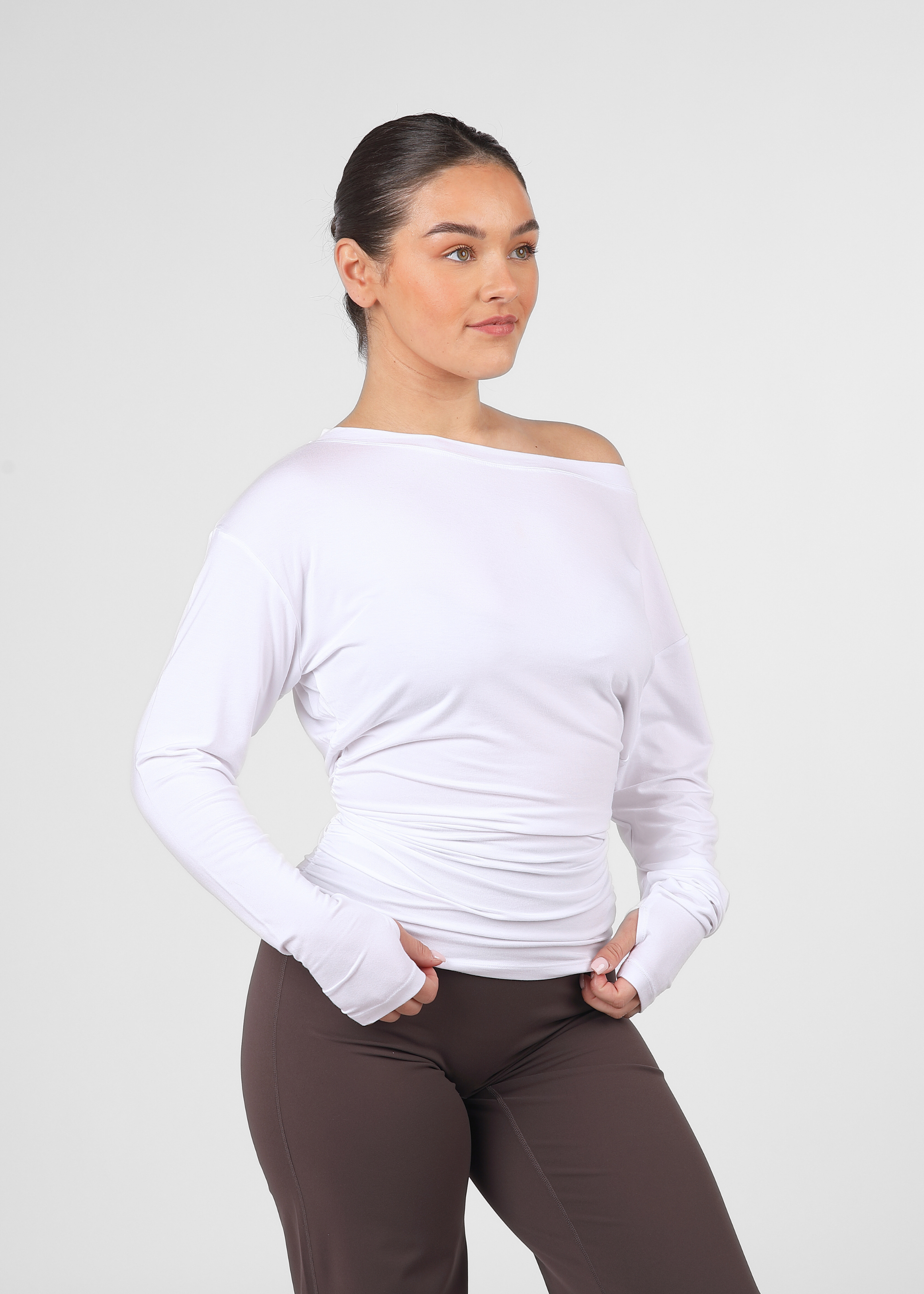Ultra Soft White Off Shoulder Contour Top