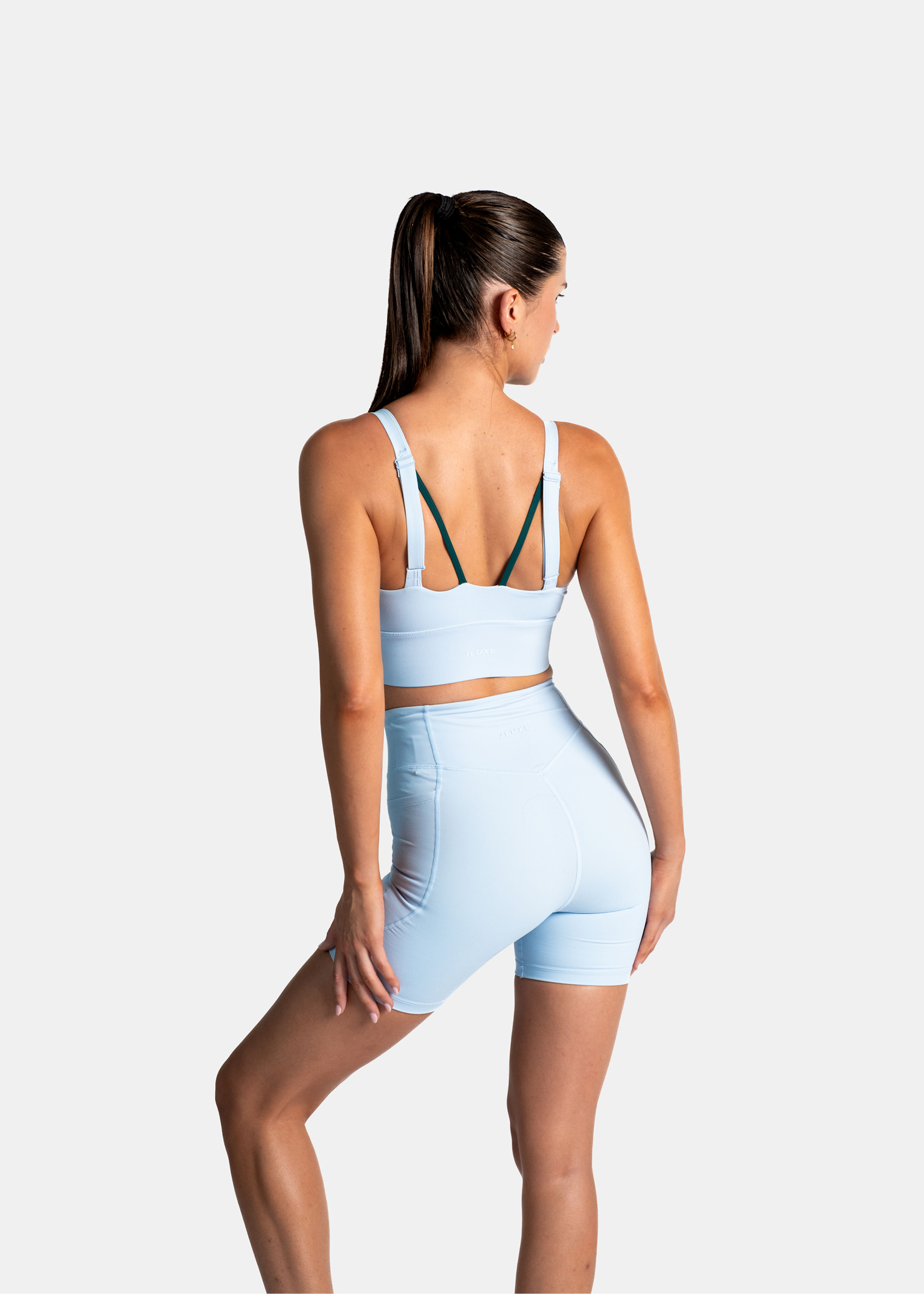 Soft Form Recycled Sky Blue Multistrap Longline Sports Bra