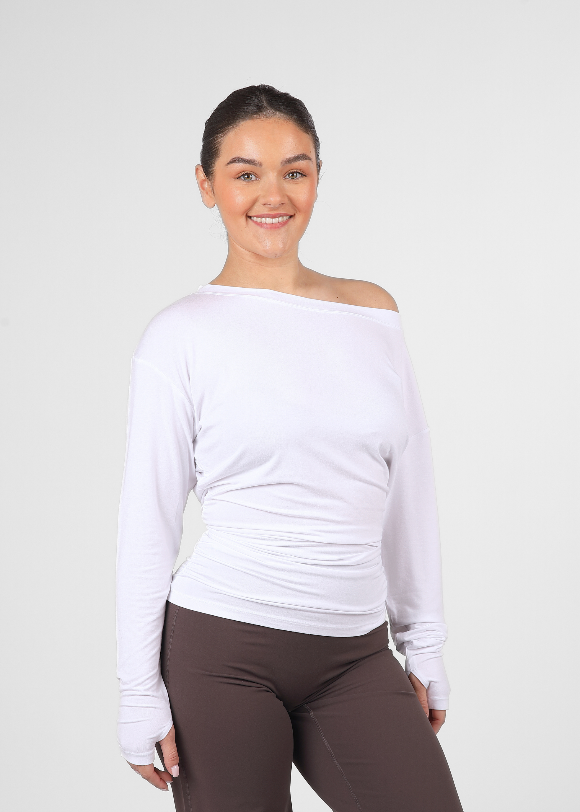 Ultra Soft White Off Shoulder Contour Top
