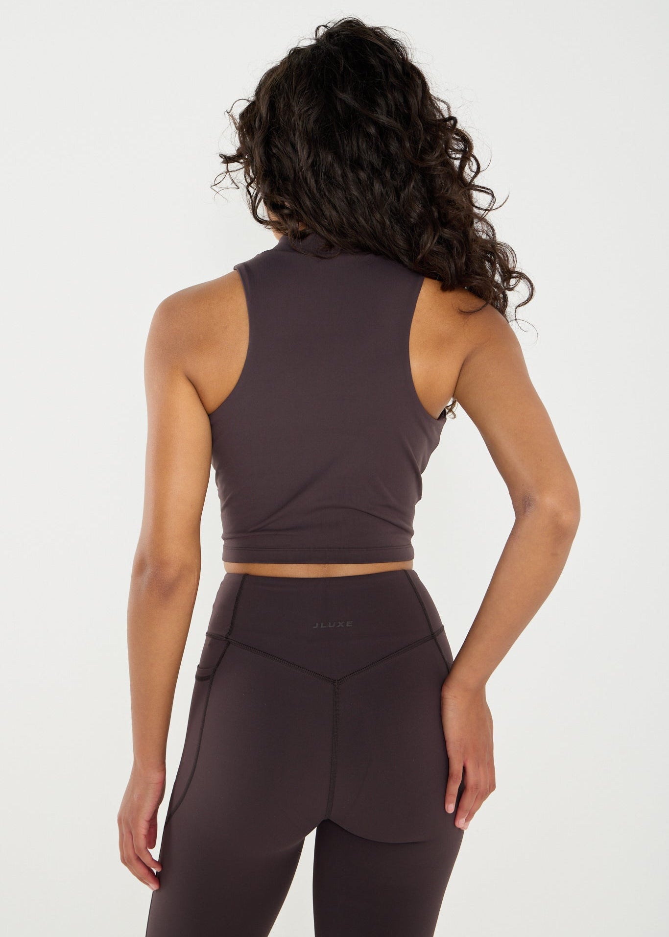 Cloud Sculpt Coffee High Neck Zip Sports Bra