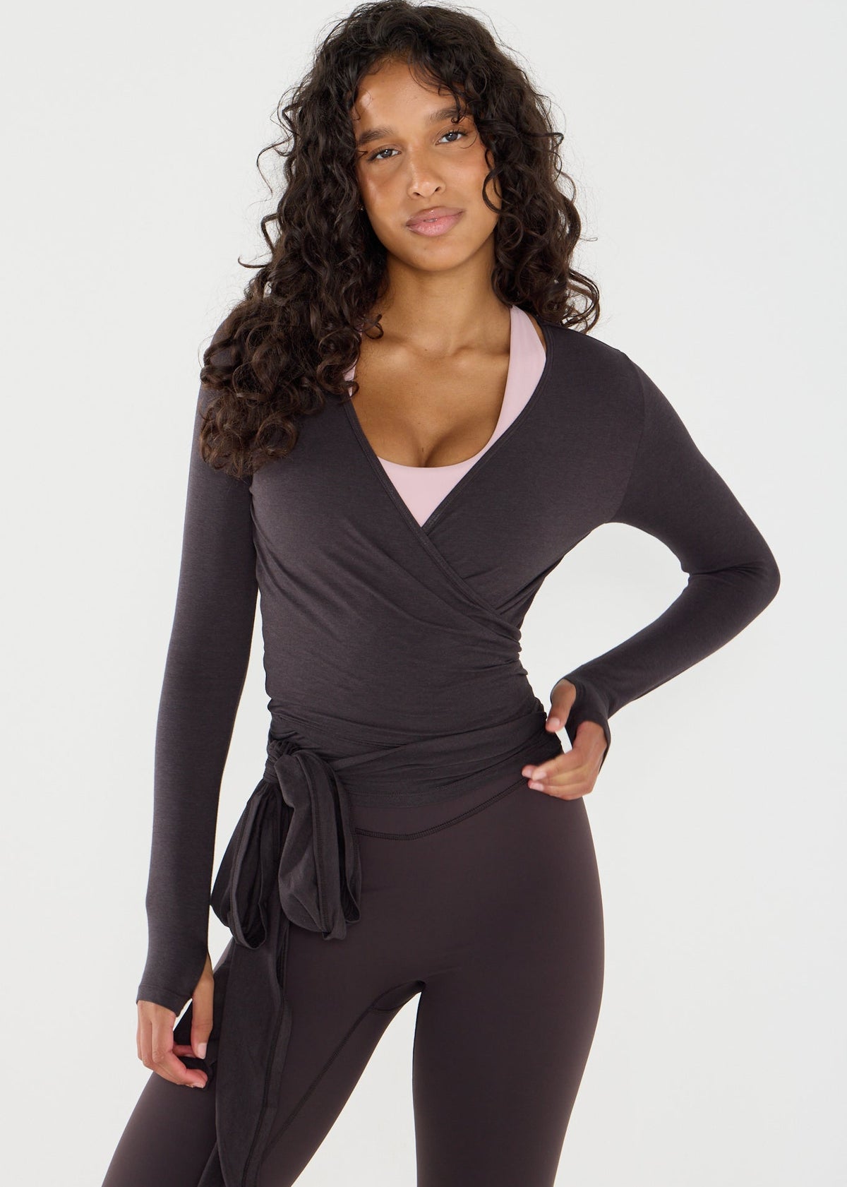 Ultra Soft Off Coffee Bamboo Wrap Top