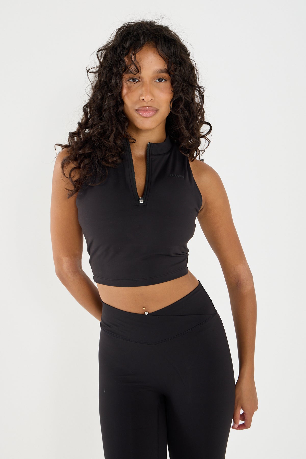 Cloud Sculpt Black High Neck Zip Sports Bra