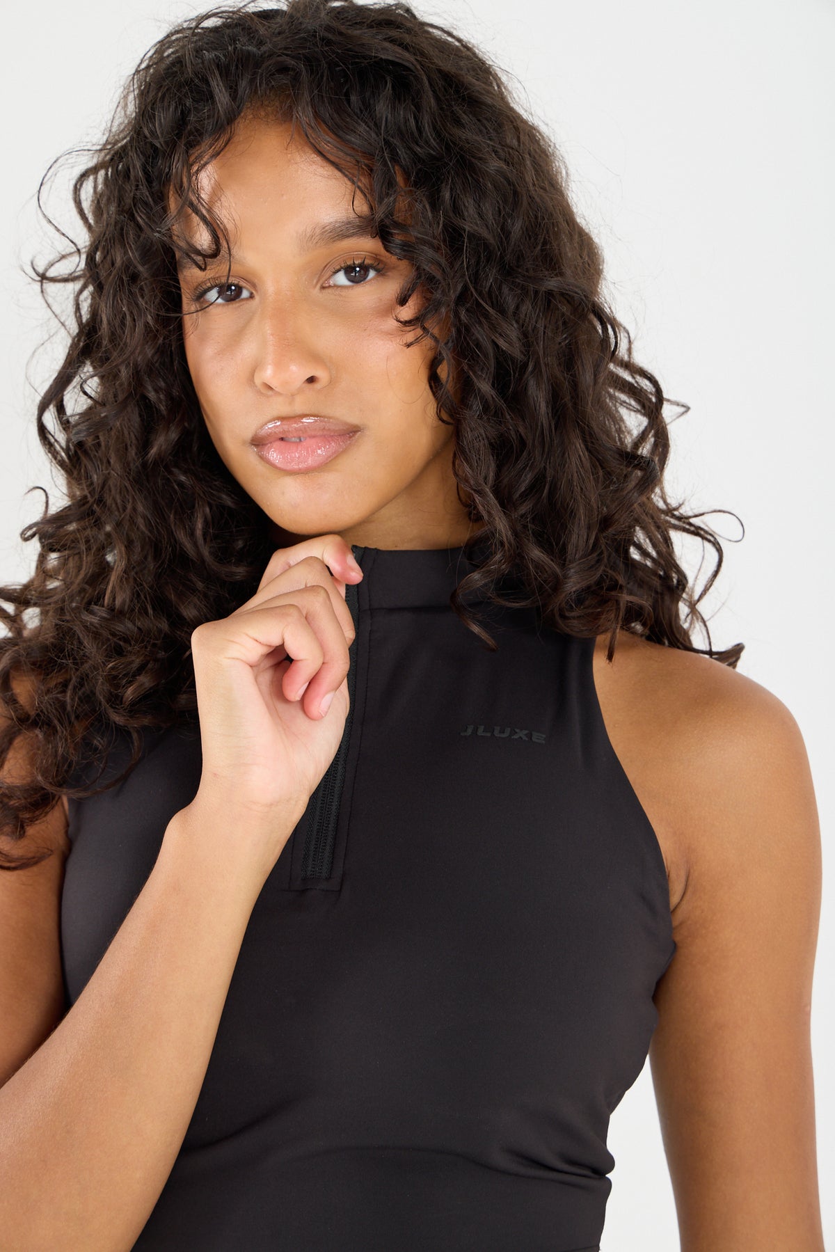 Cloud Sculpt Black High Neck Zip Sports Bra