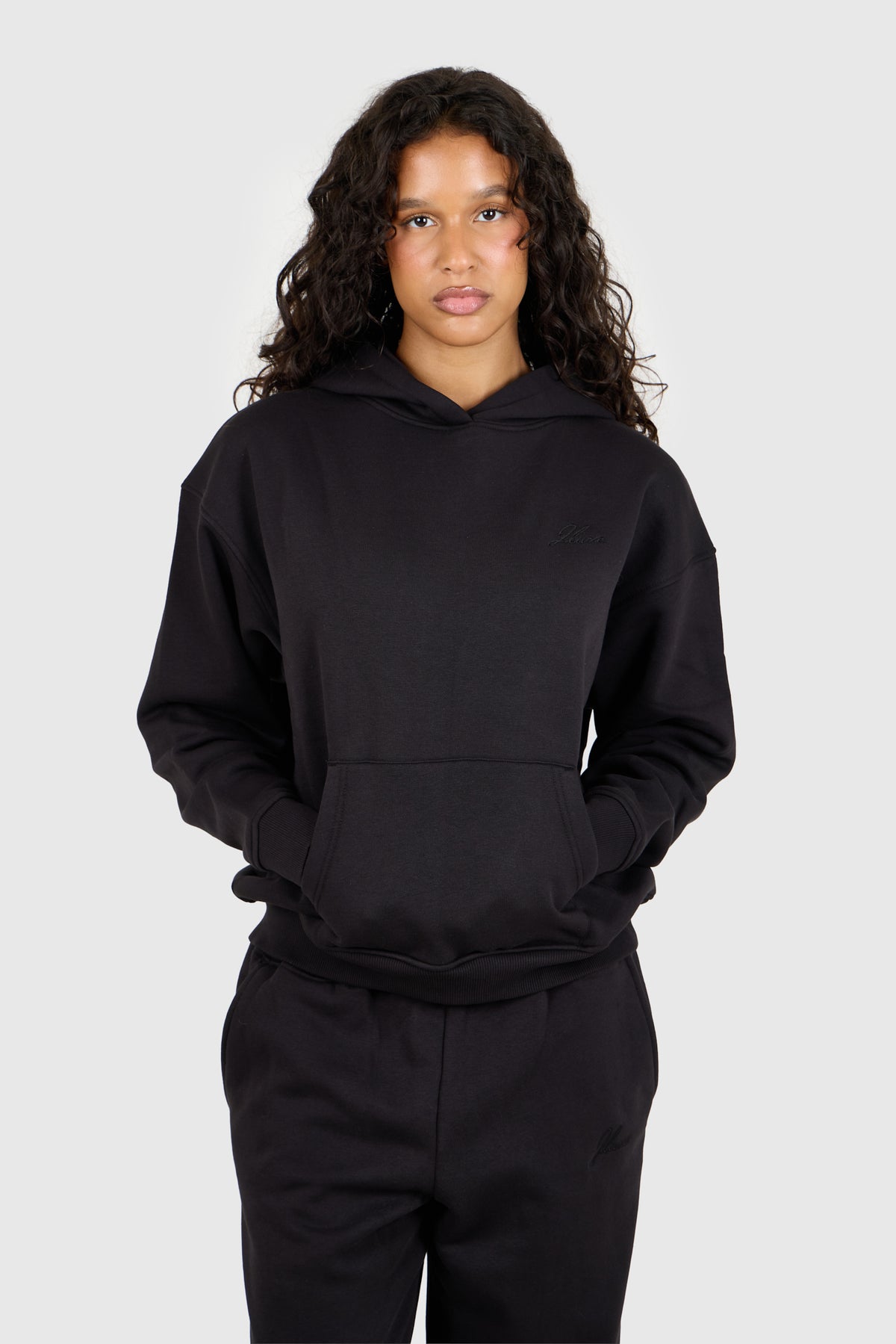 Core Charcoal Black Oversized Hoodie