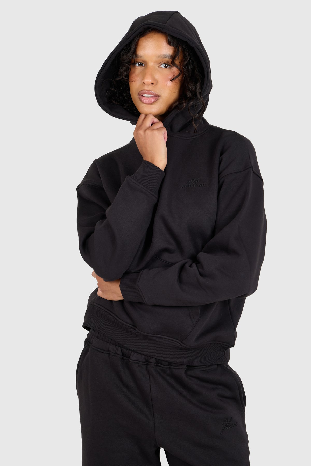 Core Charcoal Black Oversized Hoodie