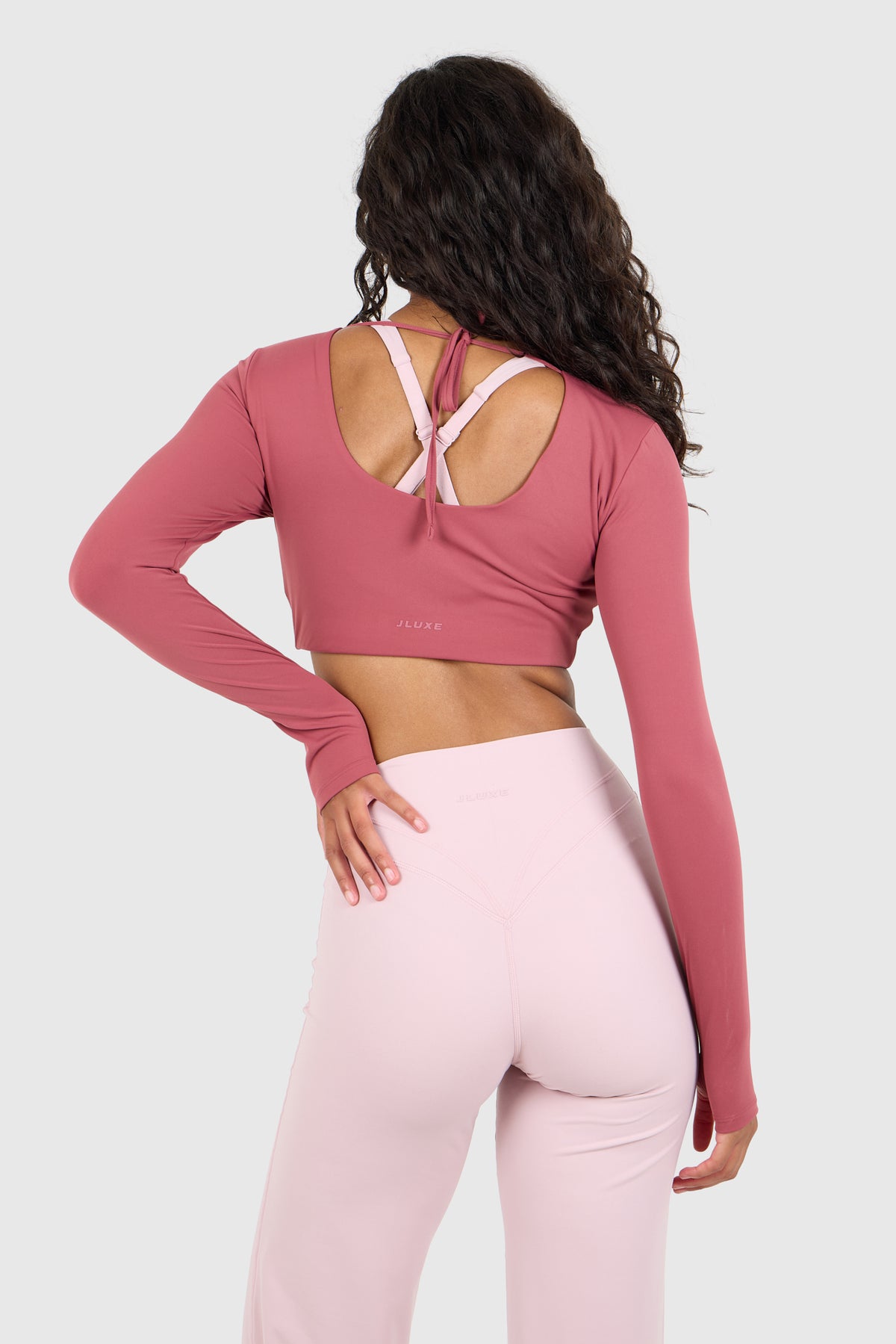 Cloud Sculpt Long Sleeve Velvet Rose Crop Bra