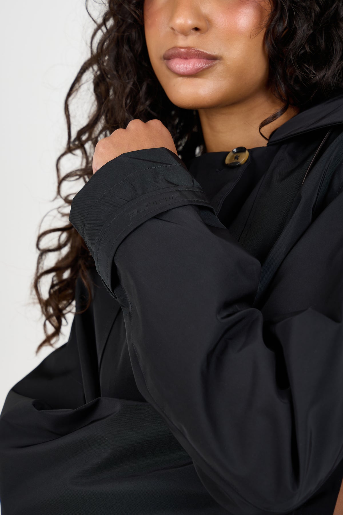 Signature Water-Resistant Hooded Black Trench Coat
