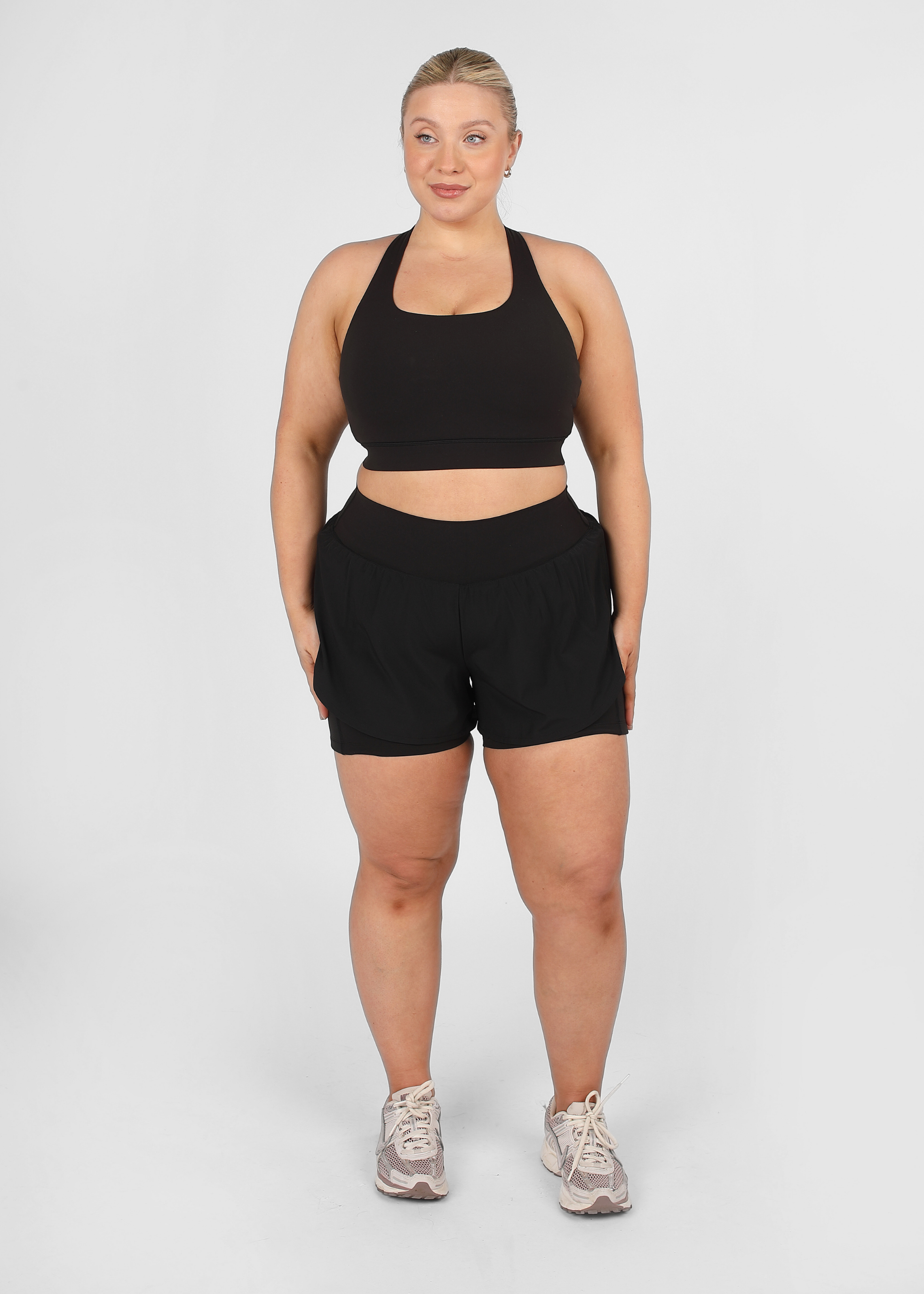 Soft Form Recycled Black Double Layer Shorts