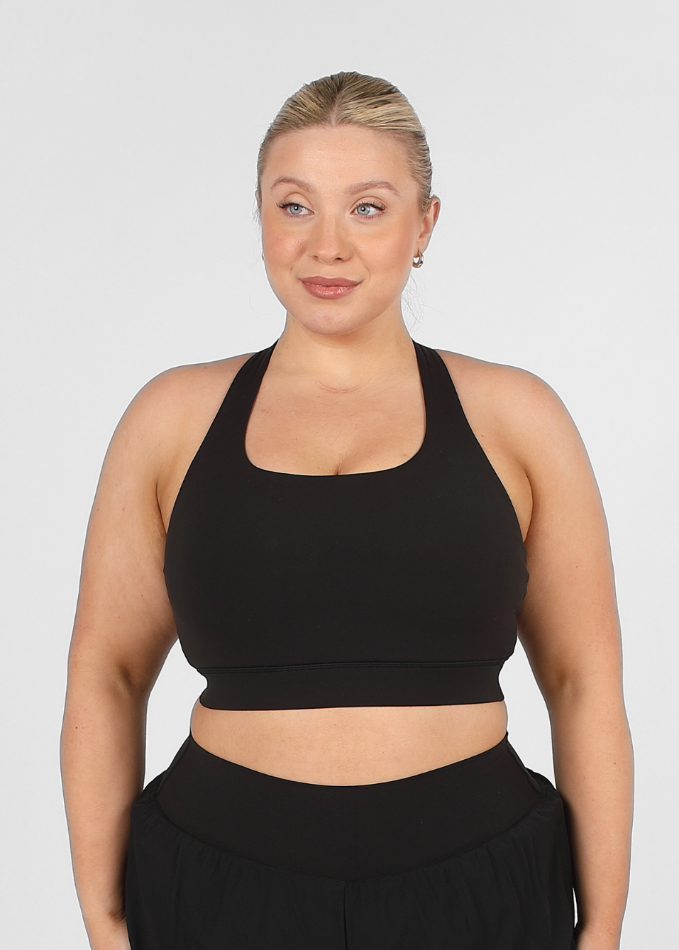 Soft Form Recycled Black Adjustable Strap Sports Bra