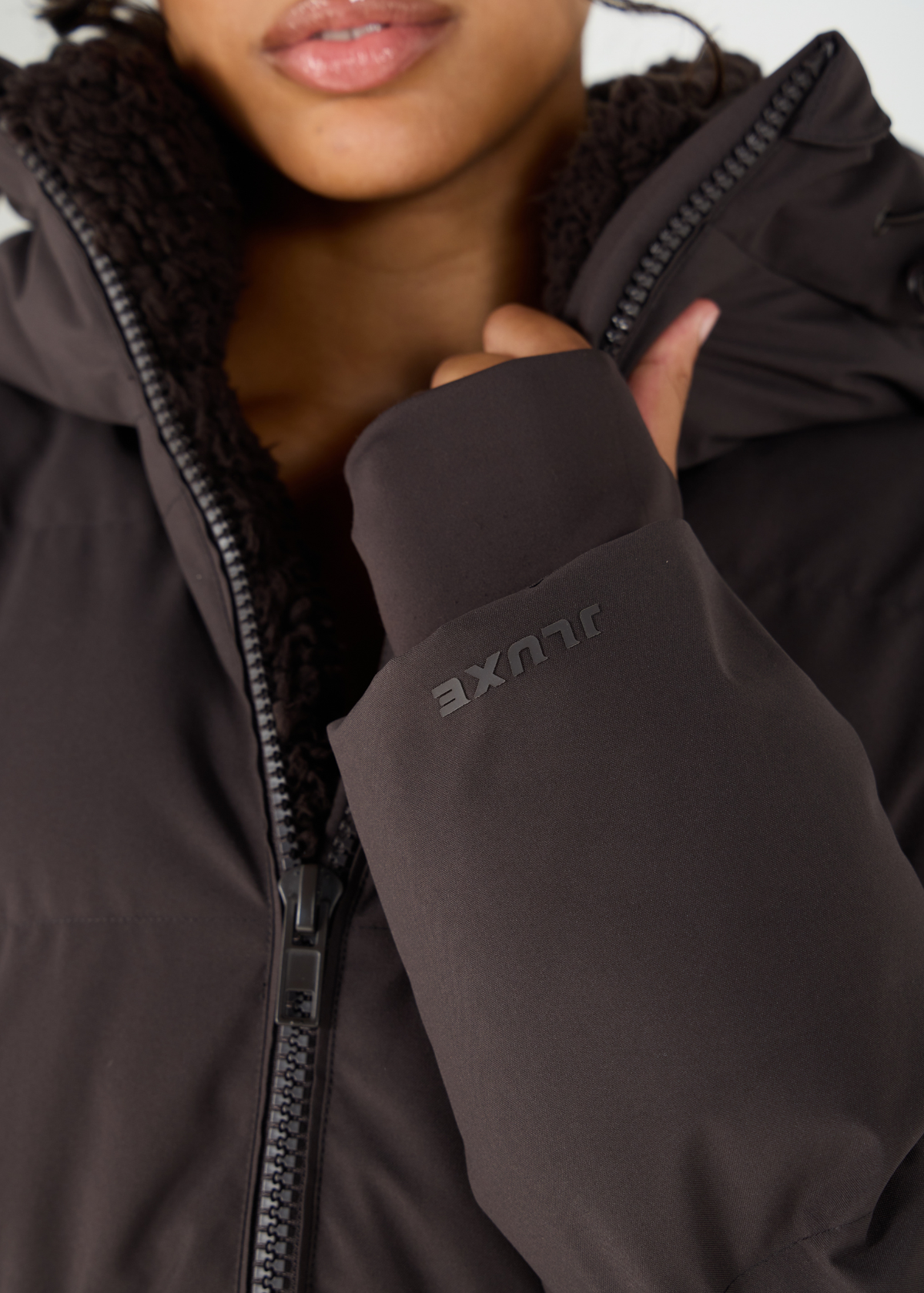Contour Longline Coffee Puffer Coat