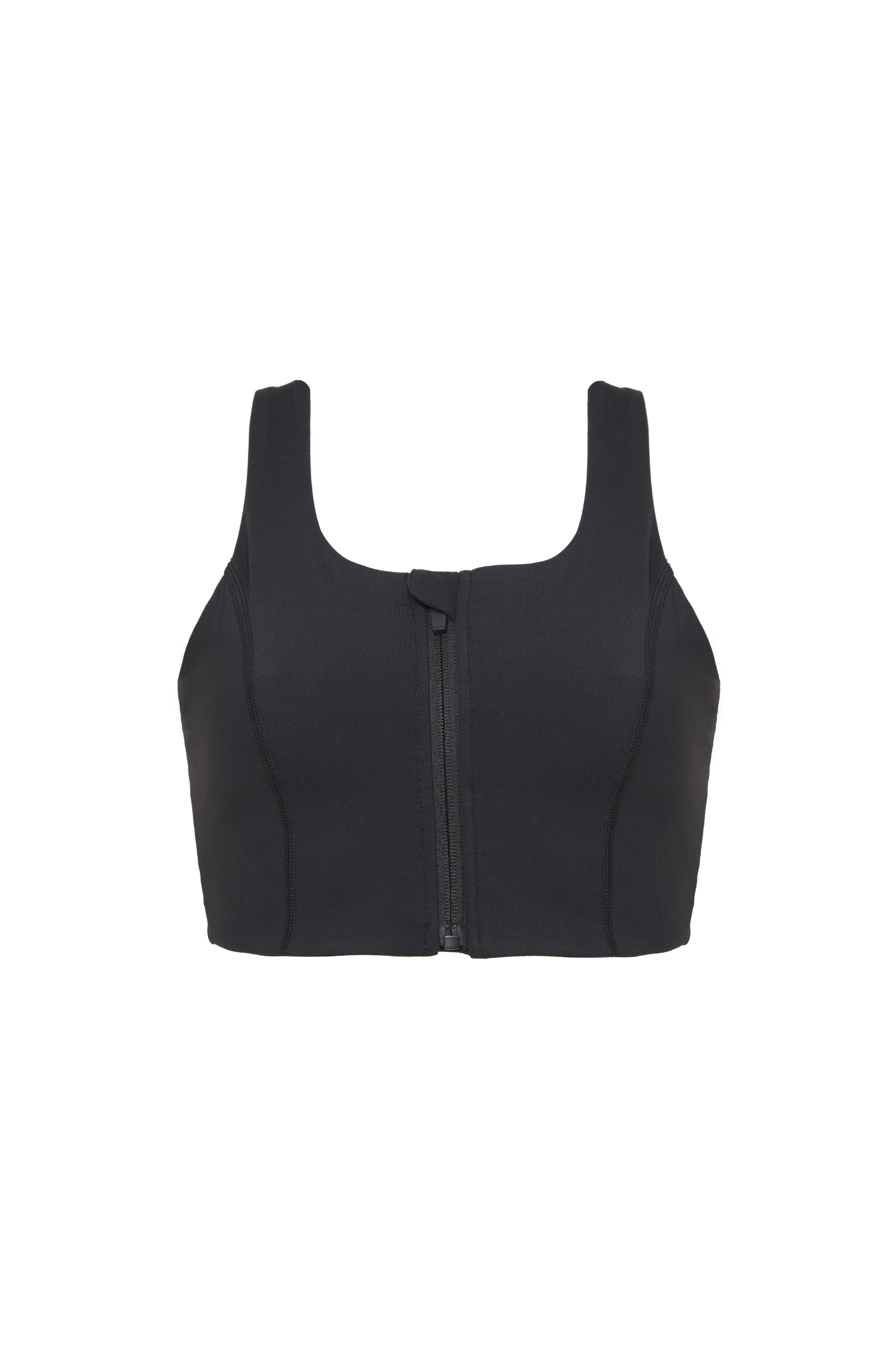 CloudLuxe Black Zip Sports Bra