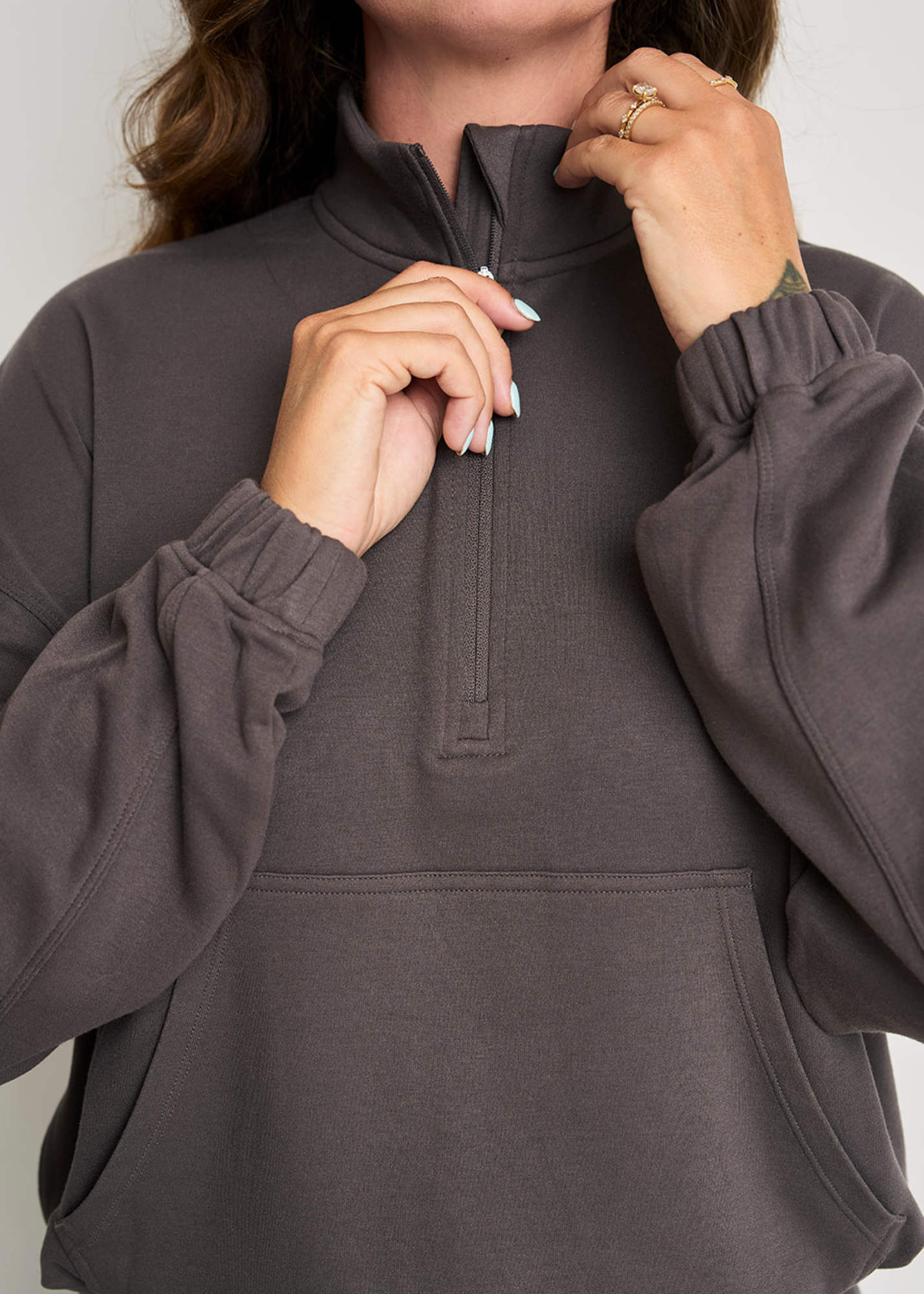 Soft Luxe Cocoa Quarter Zip Sweatshirt