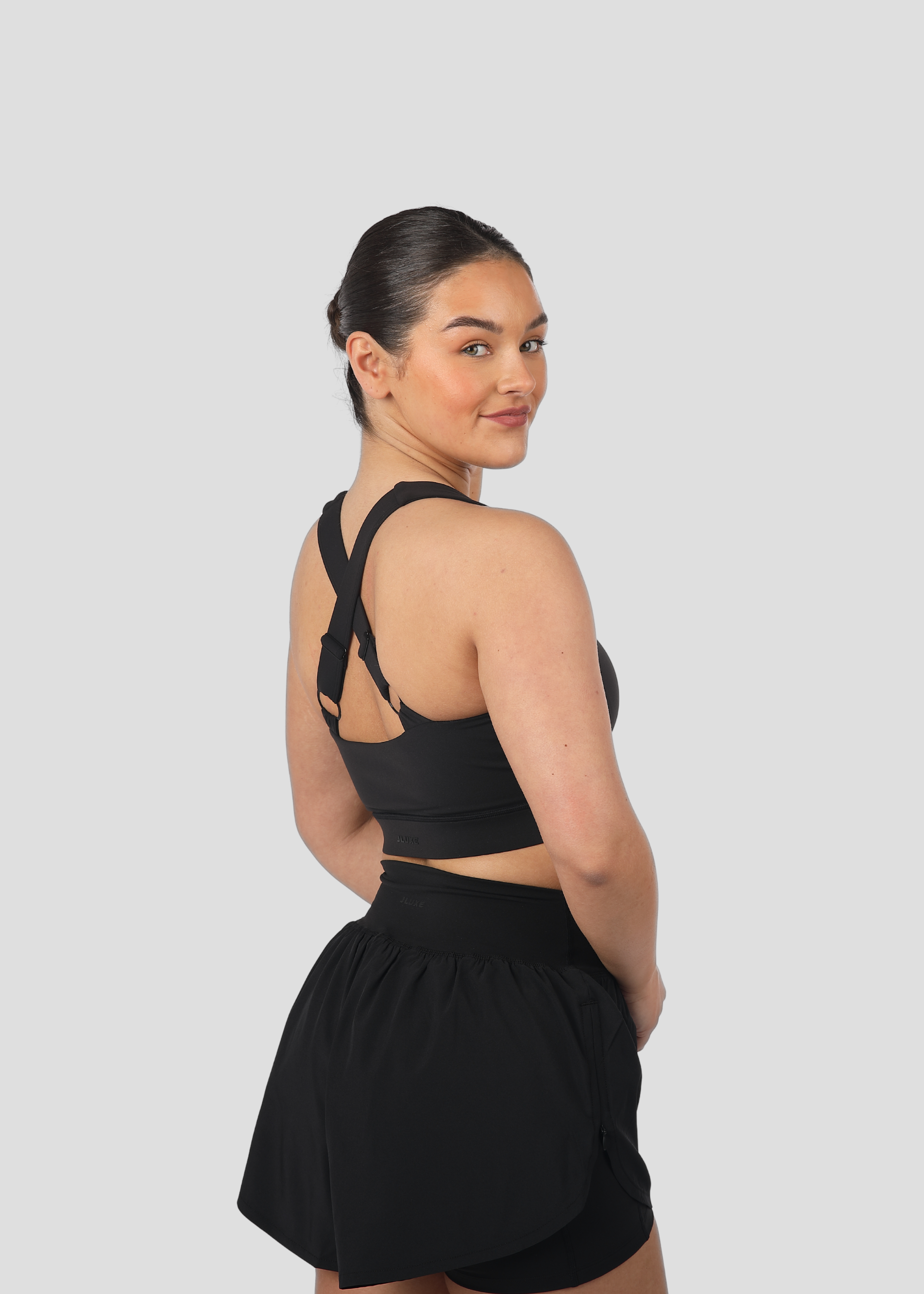 Soft Form Recycled Black Adjustable Strap Sports Bra