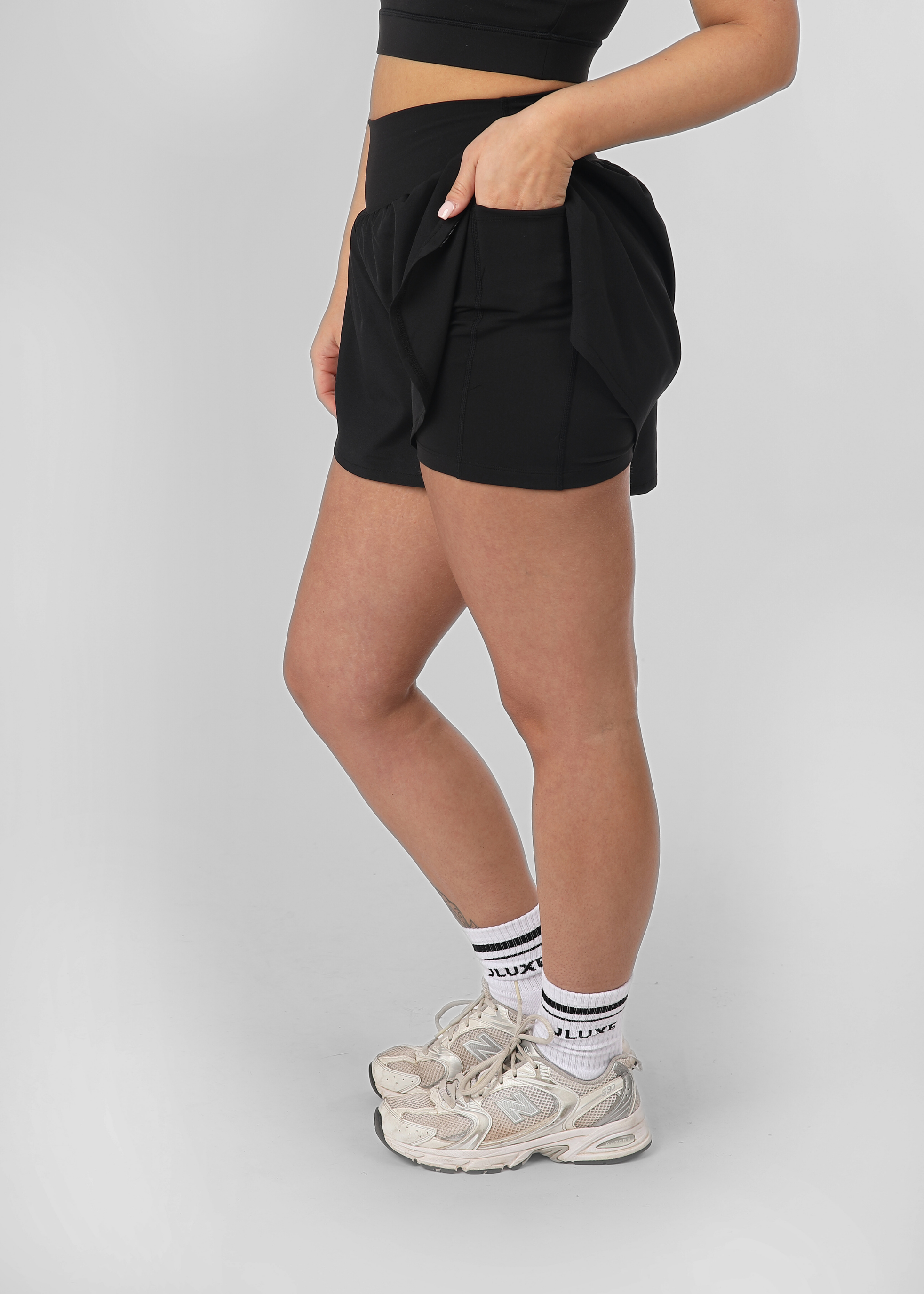 Soft Form Recycled Black Double Layer Shorts