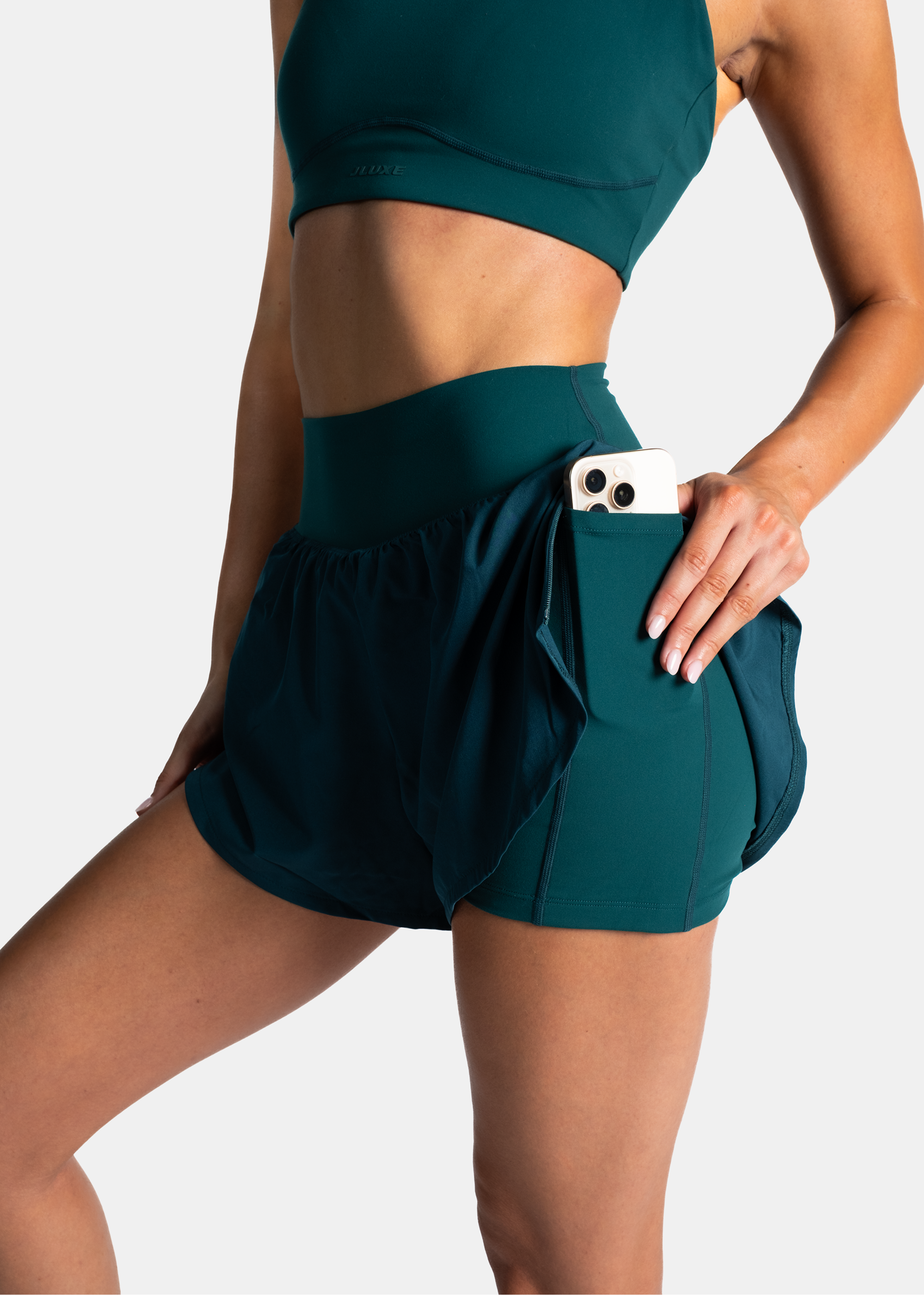 Soft Form Recycled Deep Teal Double Layer Shorts