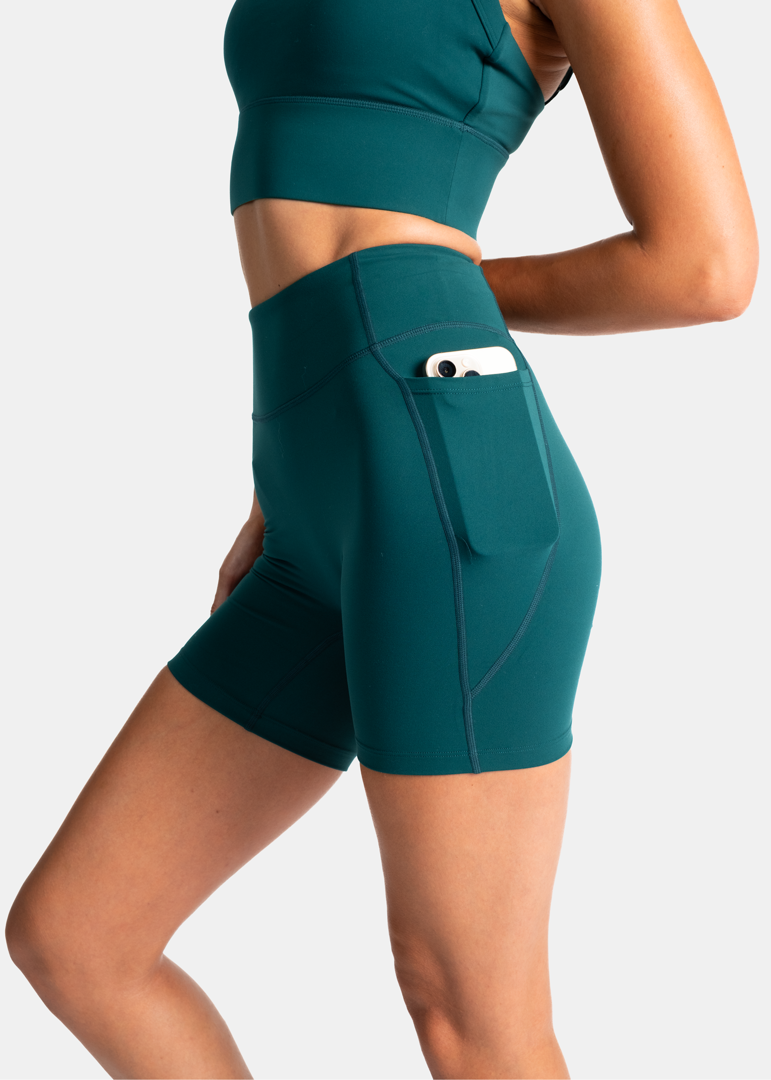 Soft Form Recycled Hybrid Teal Pocket Cycling Short