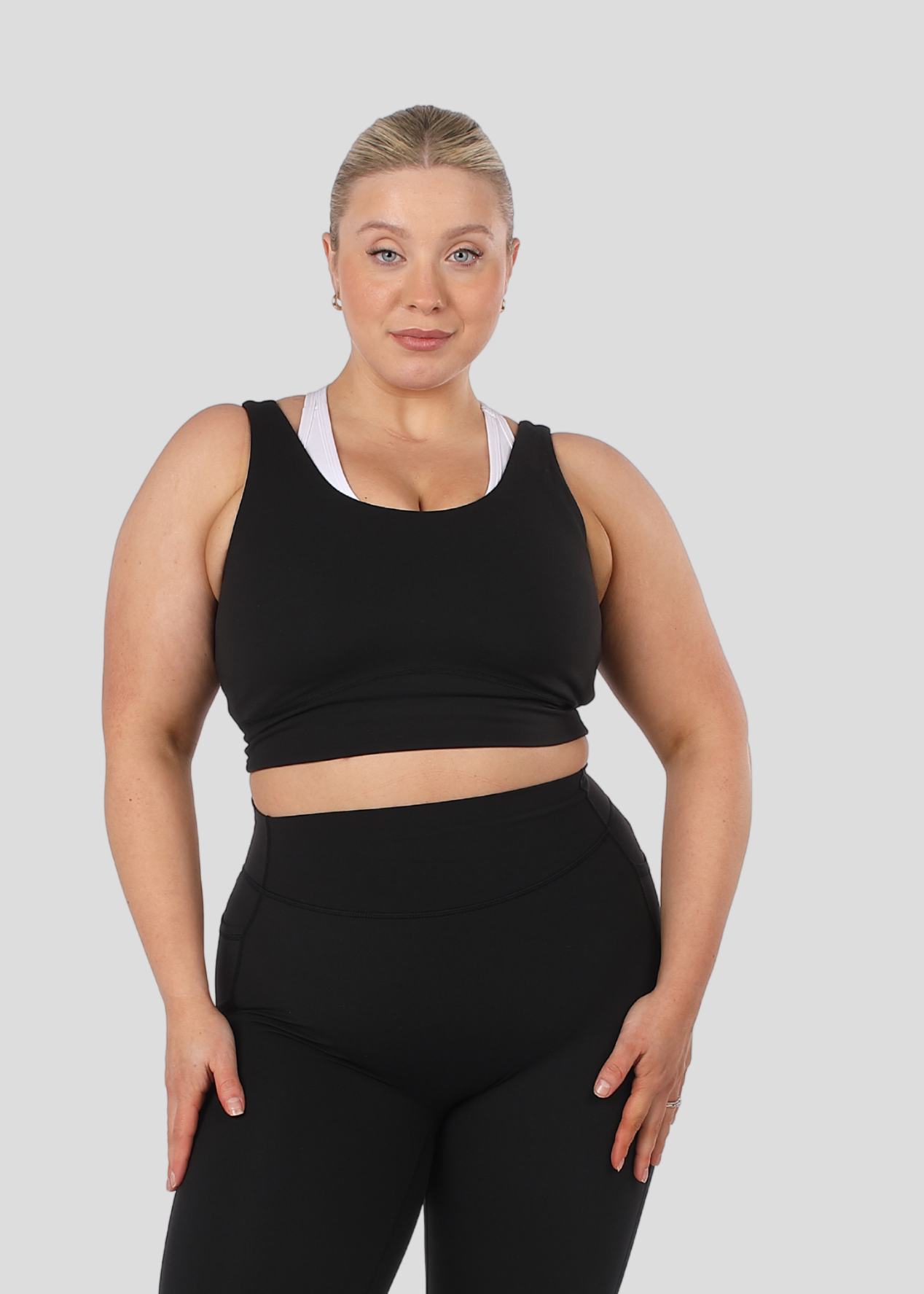 Soft Form Recycled Black Double Layer Sports Bra