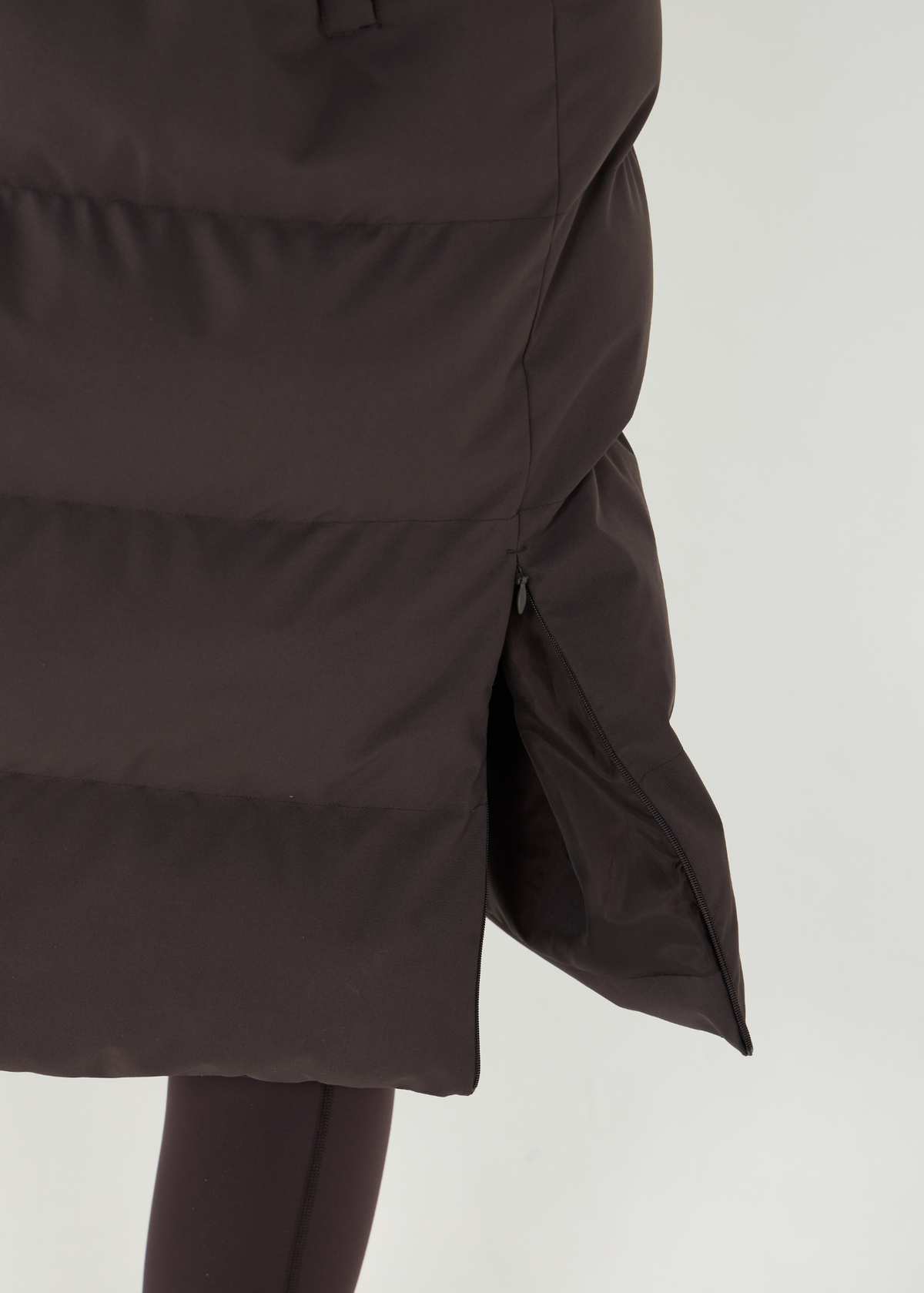 Contour Longline Coffee Puffer Coat