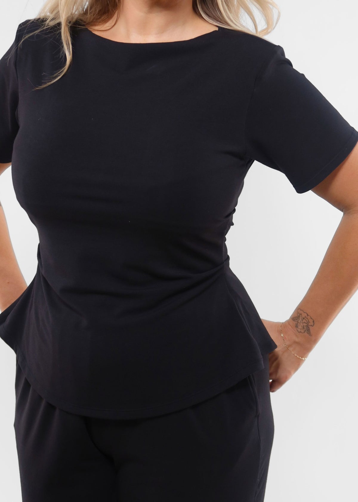 Refined Nara Structured Black T-Shirt