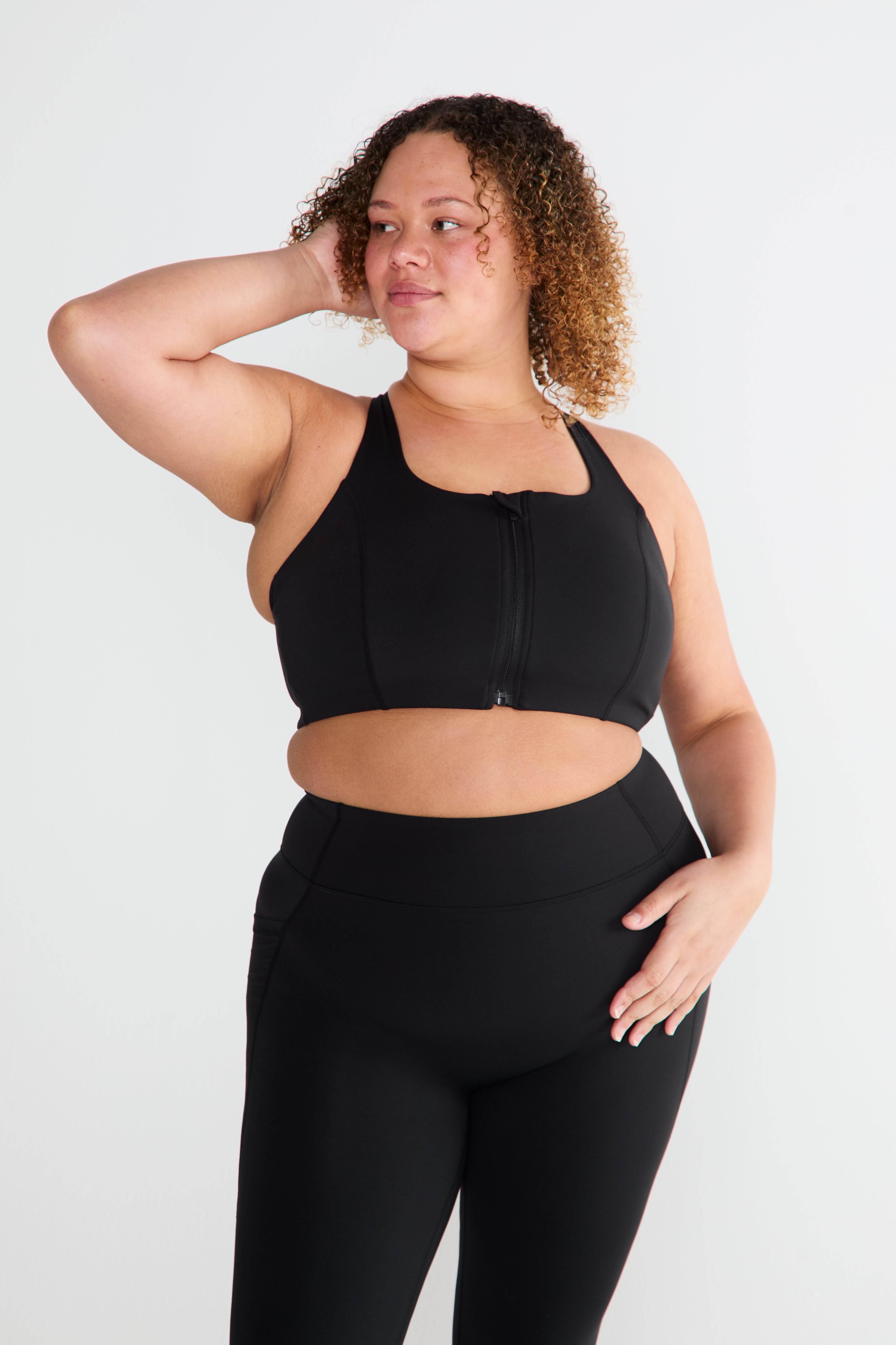 CloudLuxe Black Zip Sports Bra