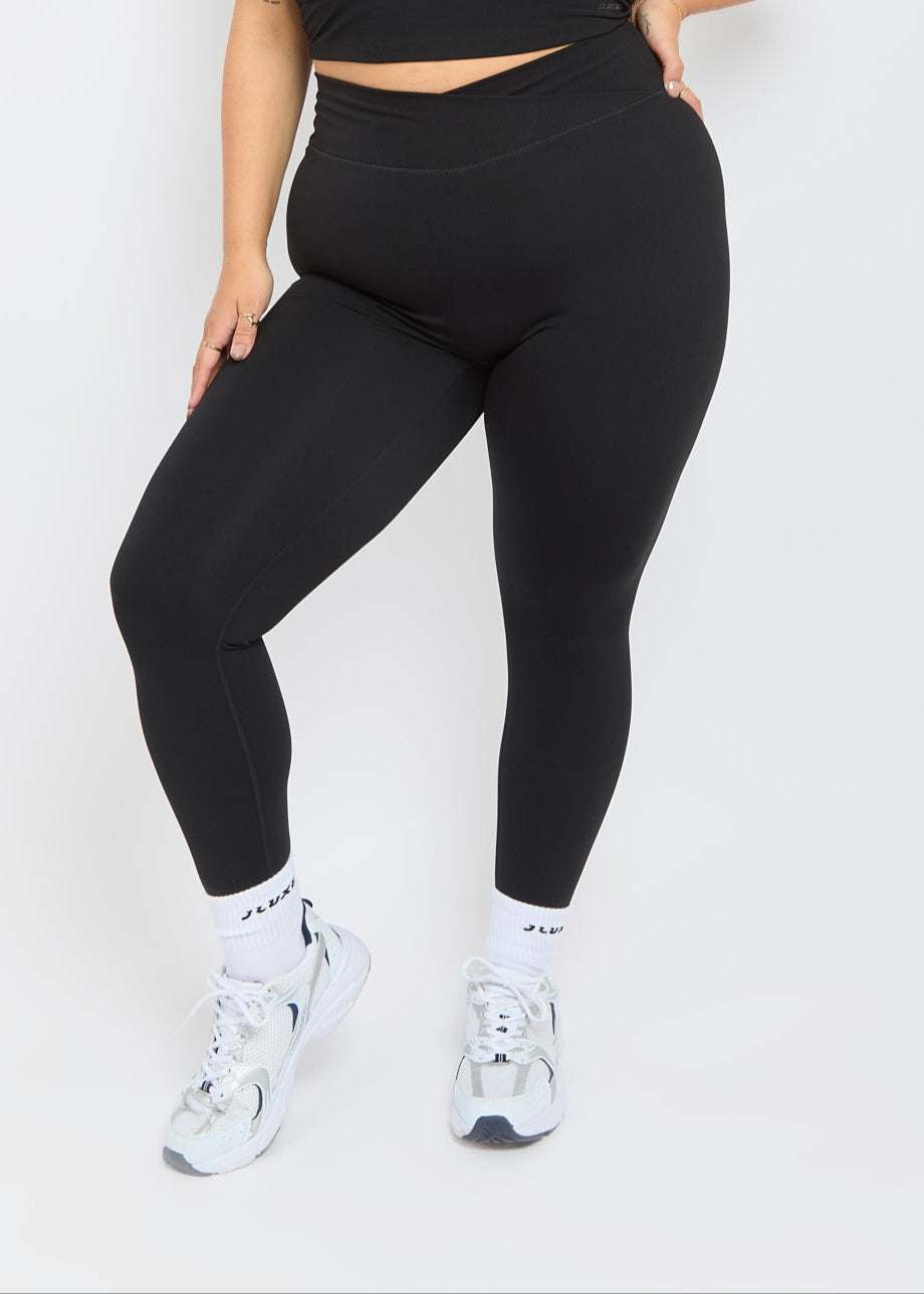 High Waist Wrap Black Leggings 