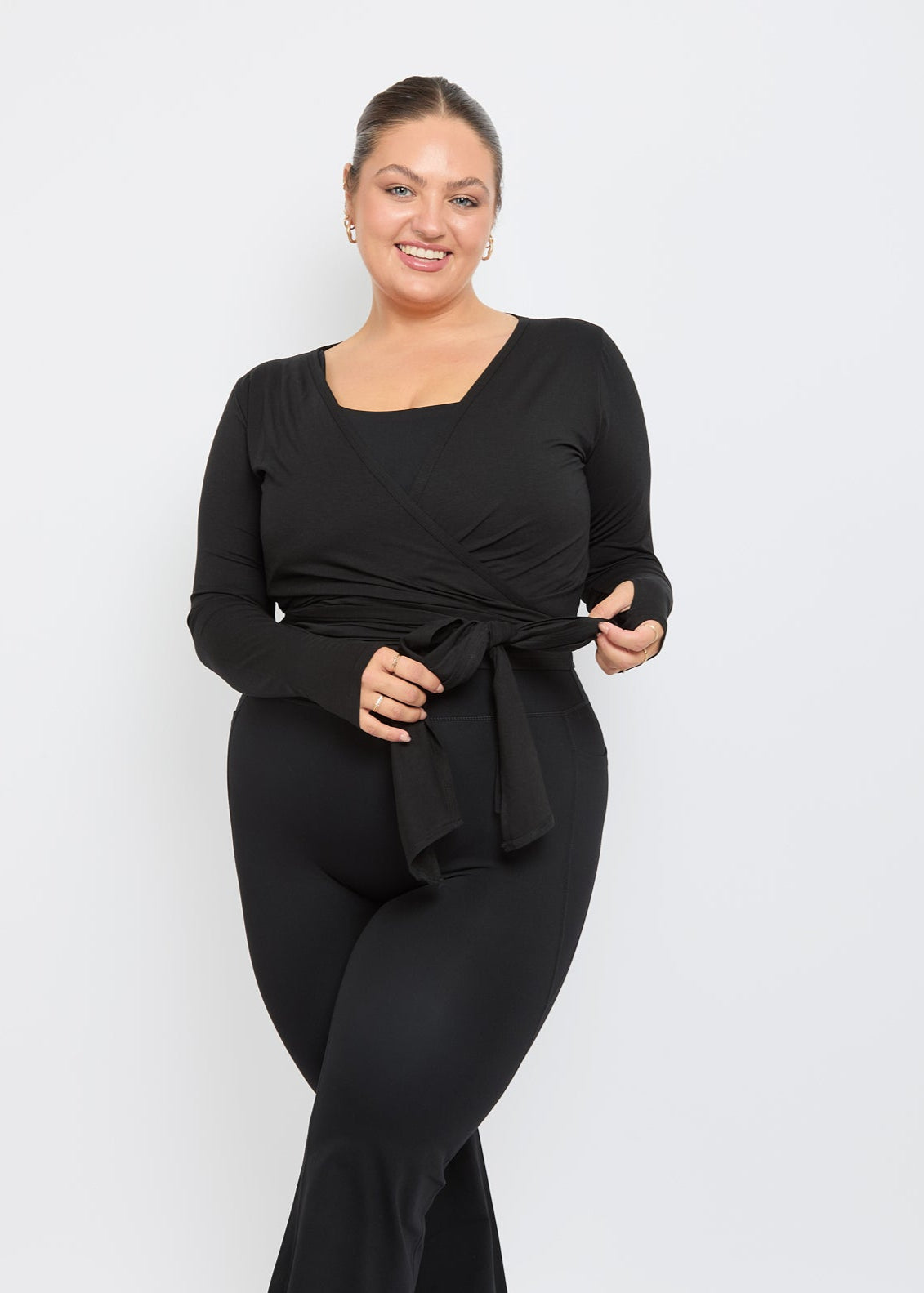 Ultra Soft Bamboo Black Wrap Top