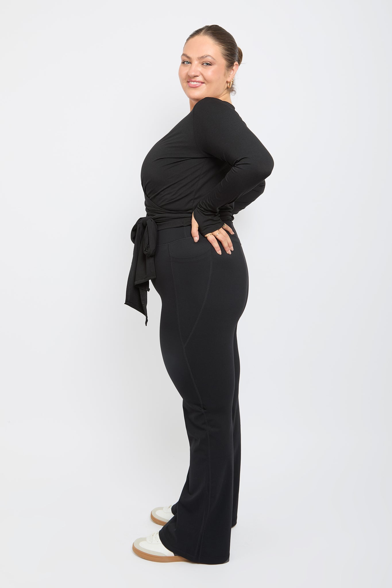 Ultra Soft Bamboo Black Wrap Top
