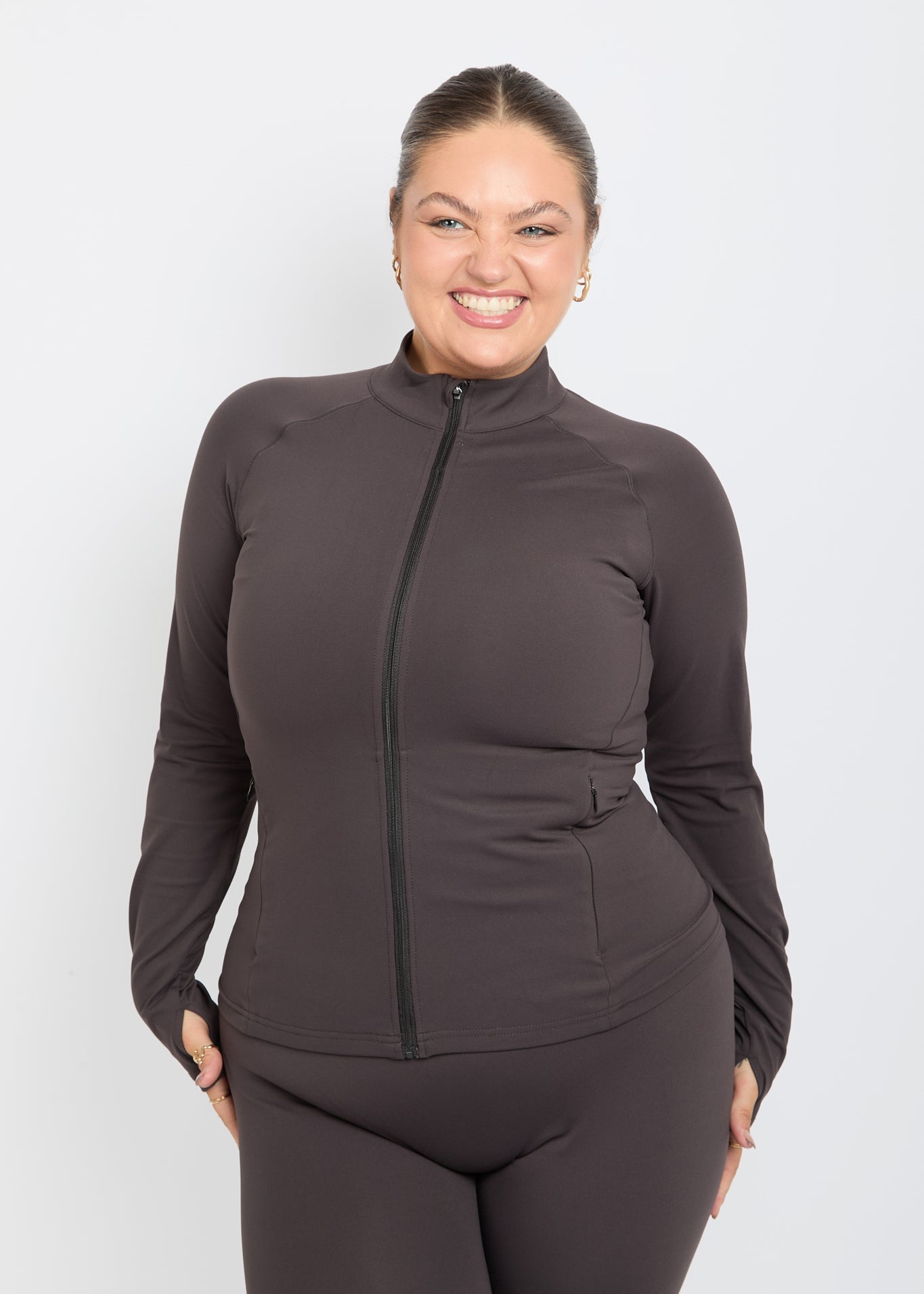 CloudLuxe Core Coffee Longline Zip Jacket