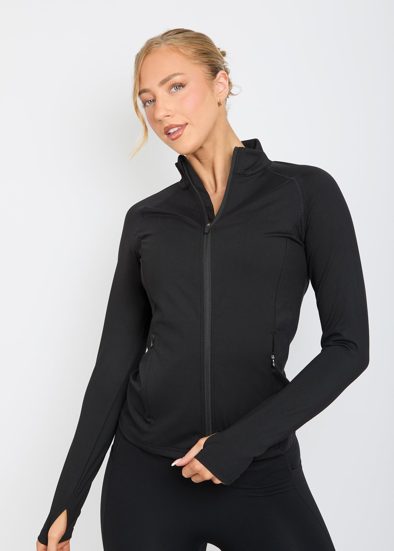 CloudLuxe Core Black Longline Zip Jacket