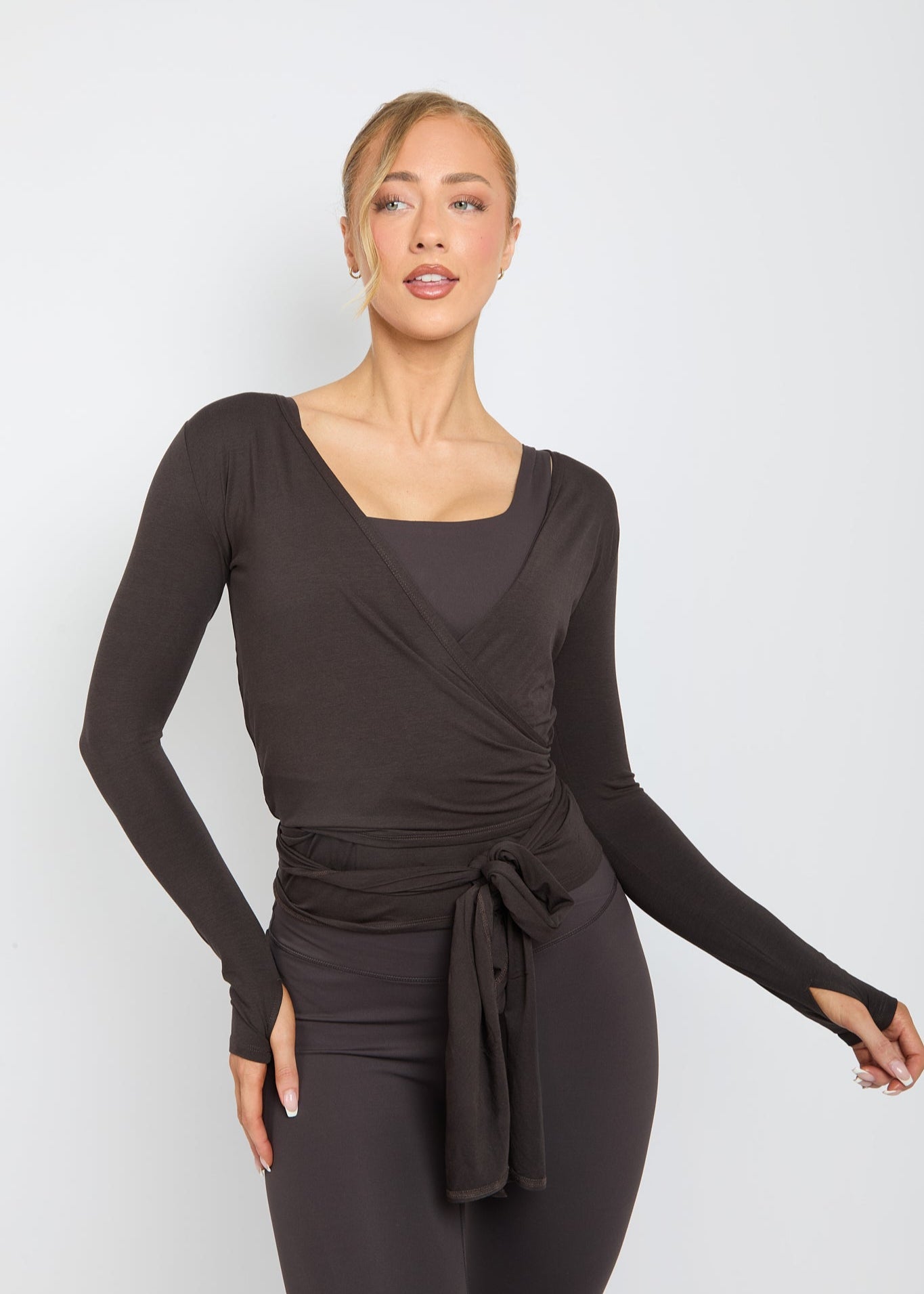 Ultra Soft Bamboo Coffee Wrap Top