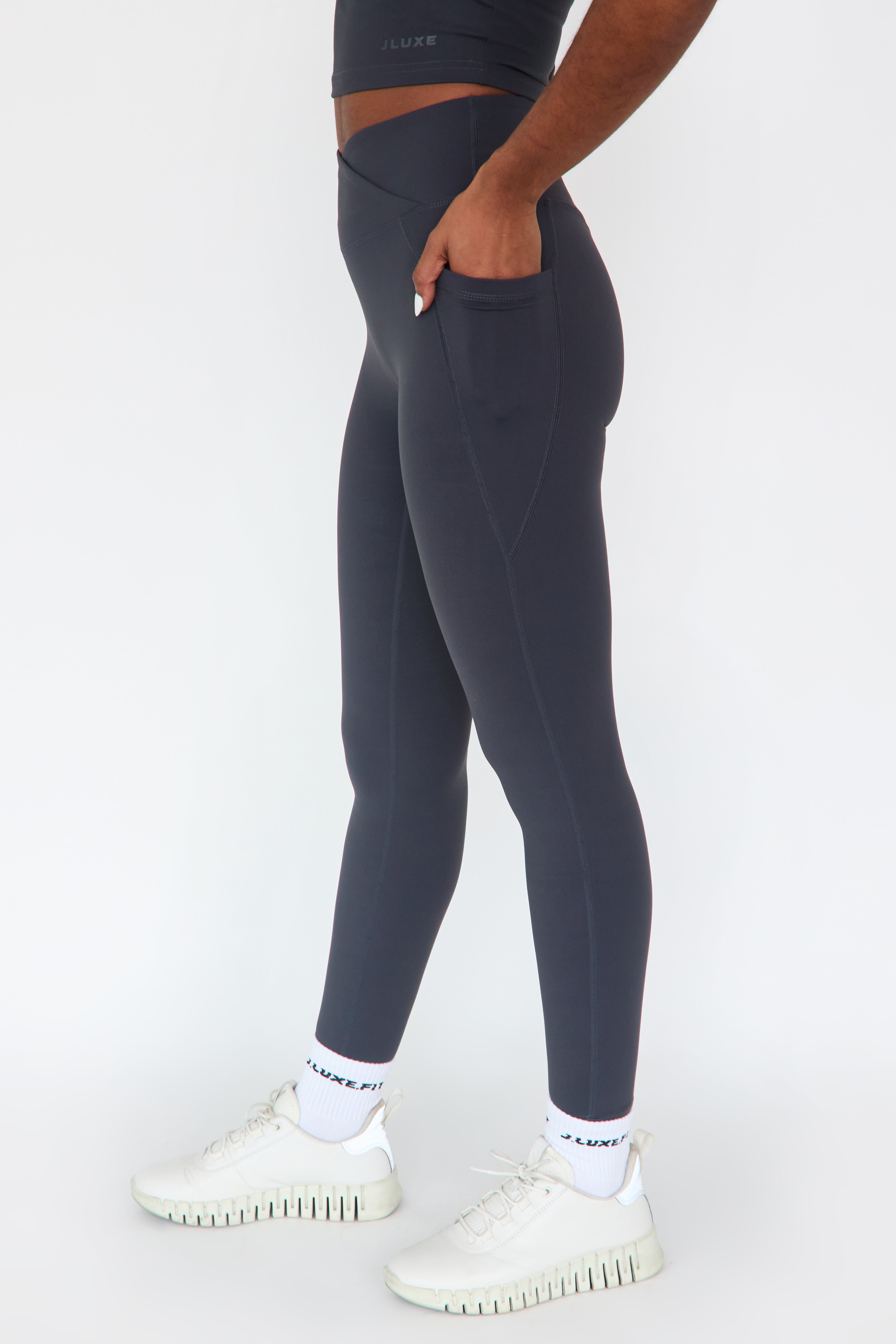 CloudLuxe Wrap Pocket Charcoal Leggings