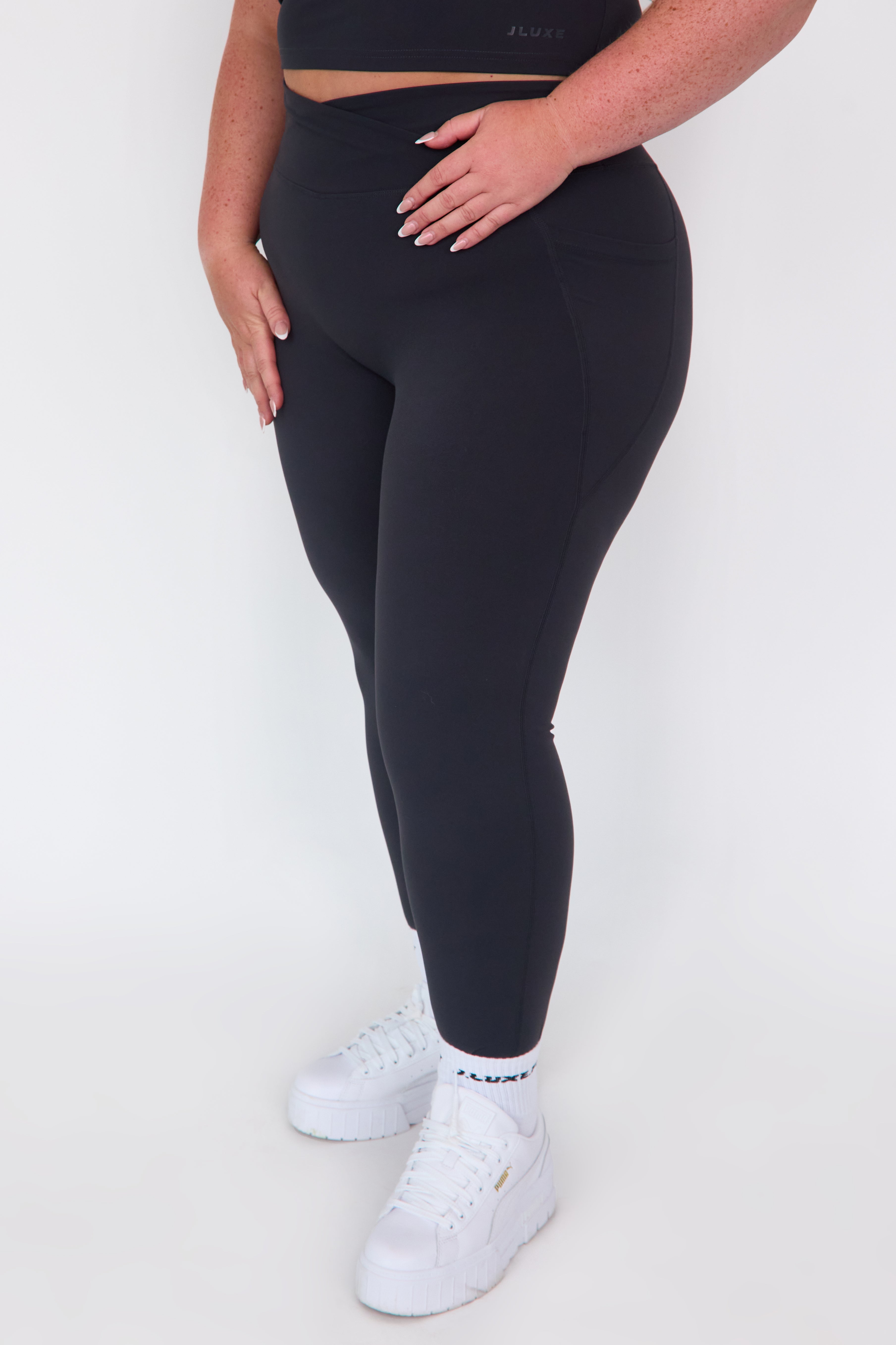 CloudLuxe Wrap Pocket Charcoal Leggings