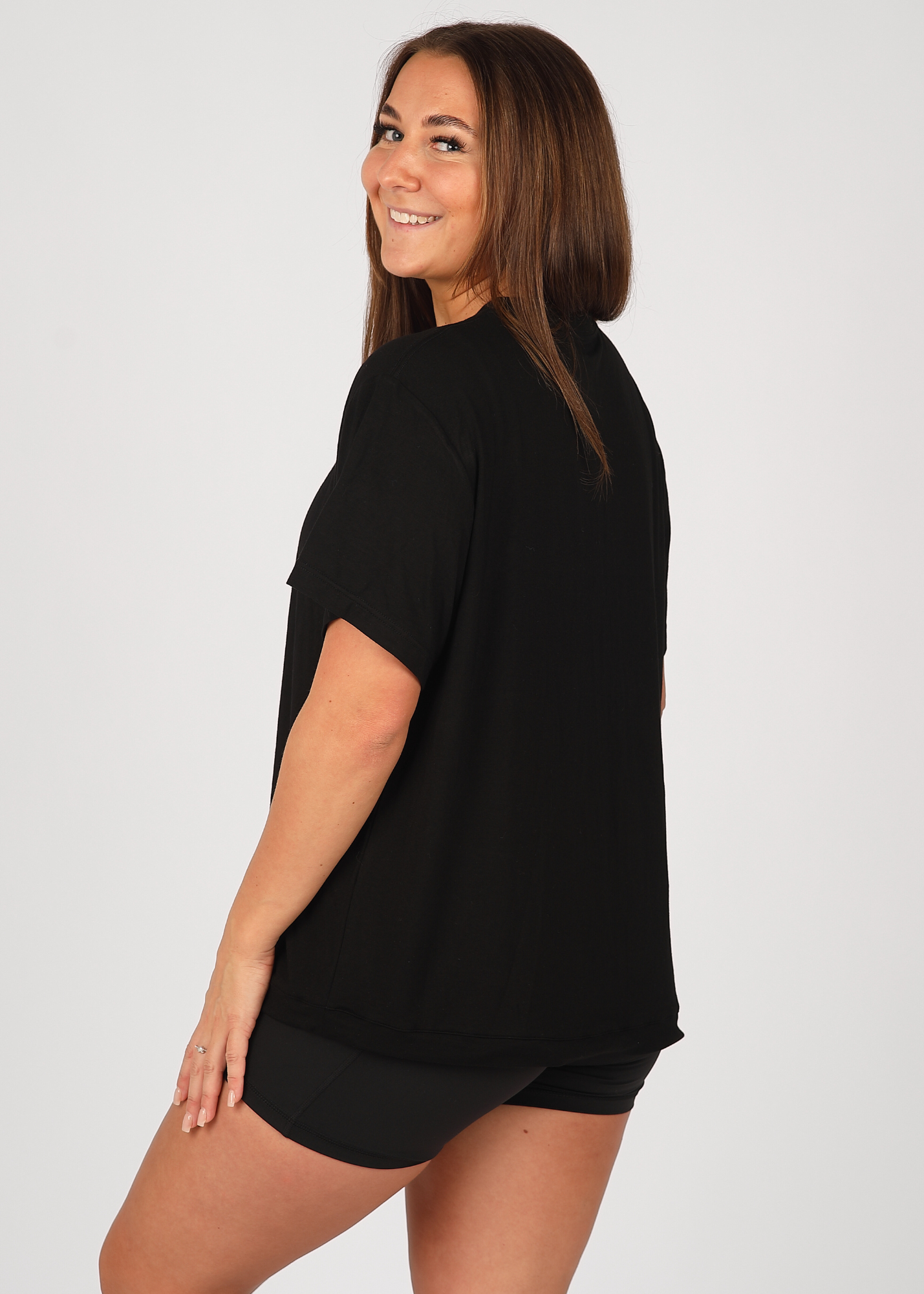 Oversized Ultra Soft Black Multiway Tee