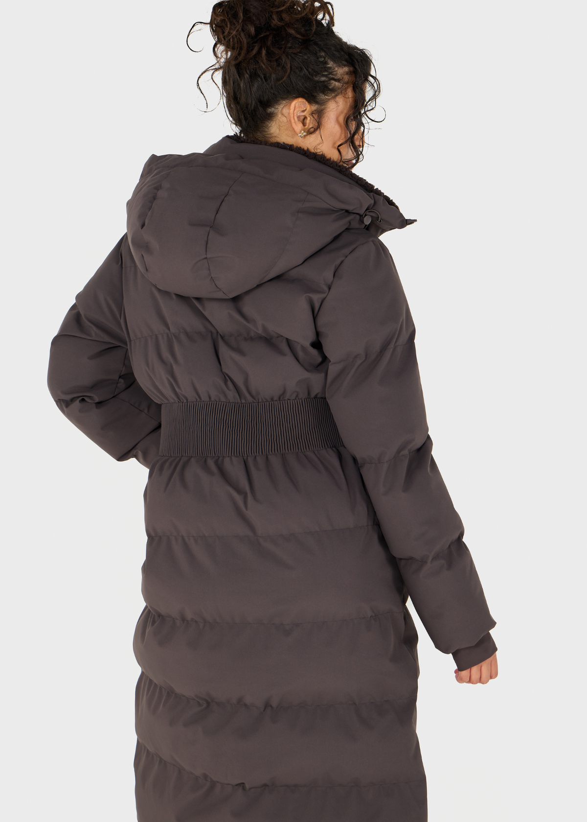 Contour Longline Coffee Puffer Coat