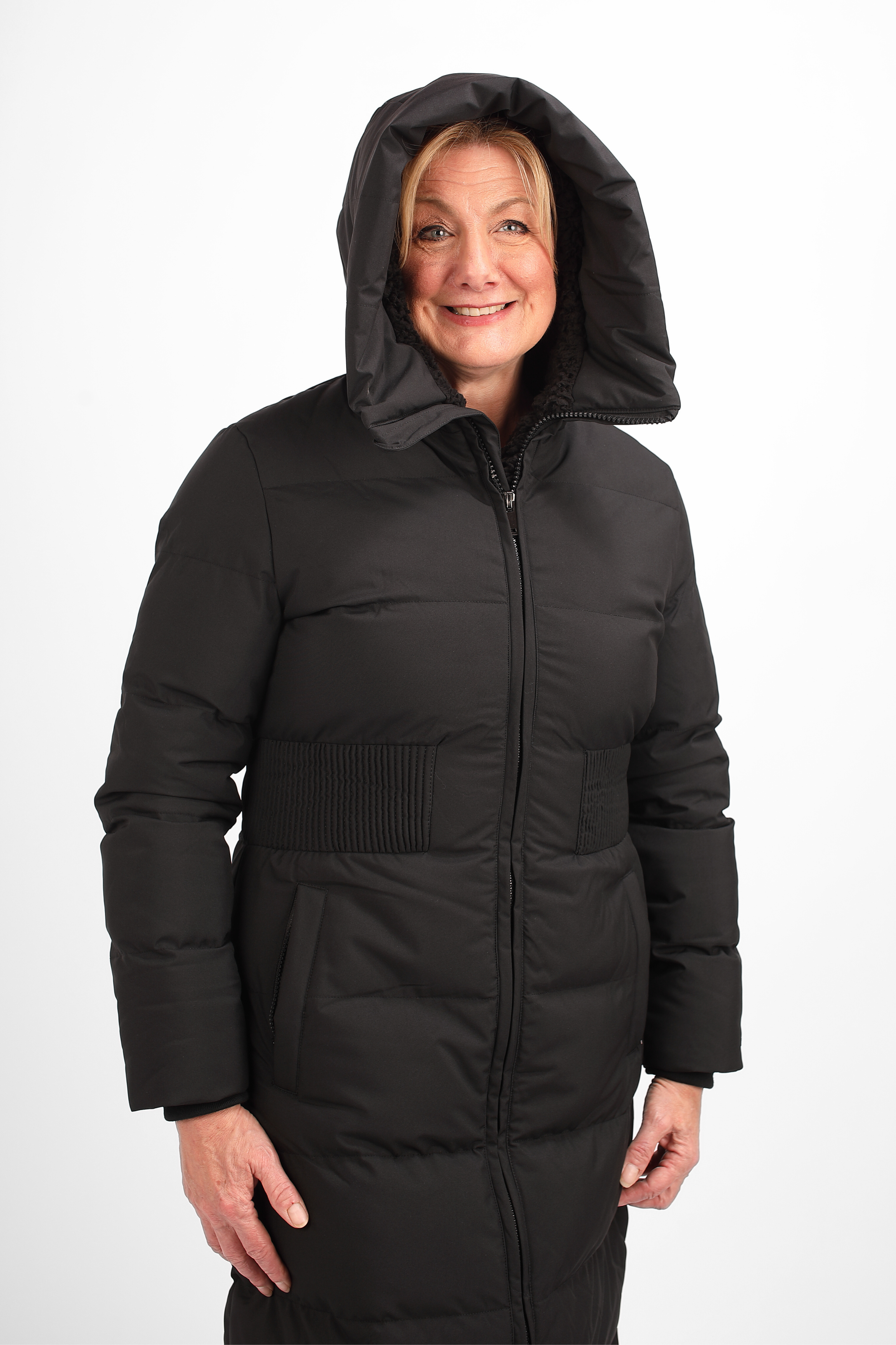 Contour Long Line Black Puffer Coat - Pre order